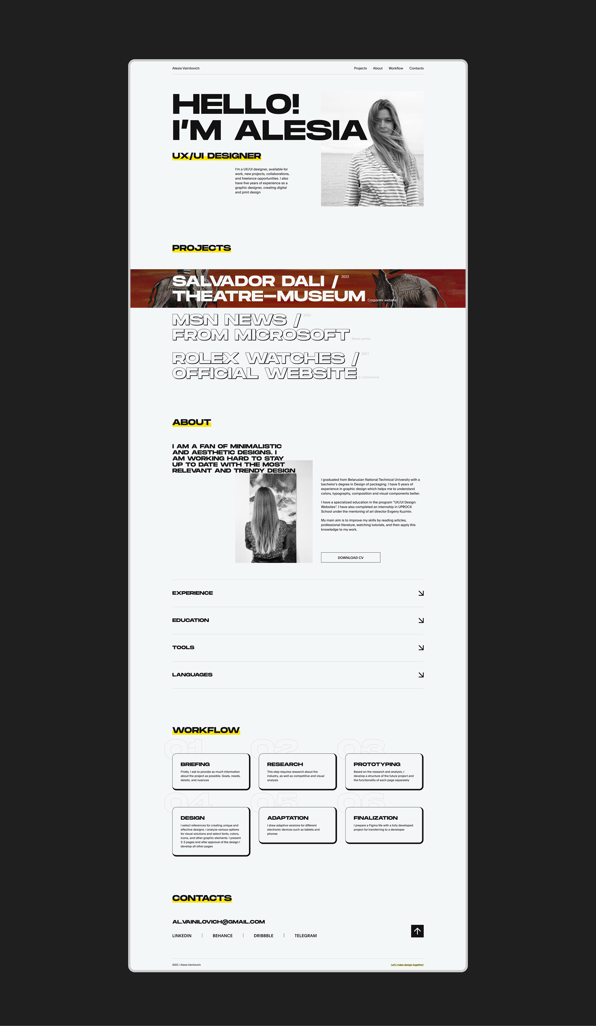 Portfolio website - UX/UI designer — Изображение №3 — Интерфейсы на Dprofile