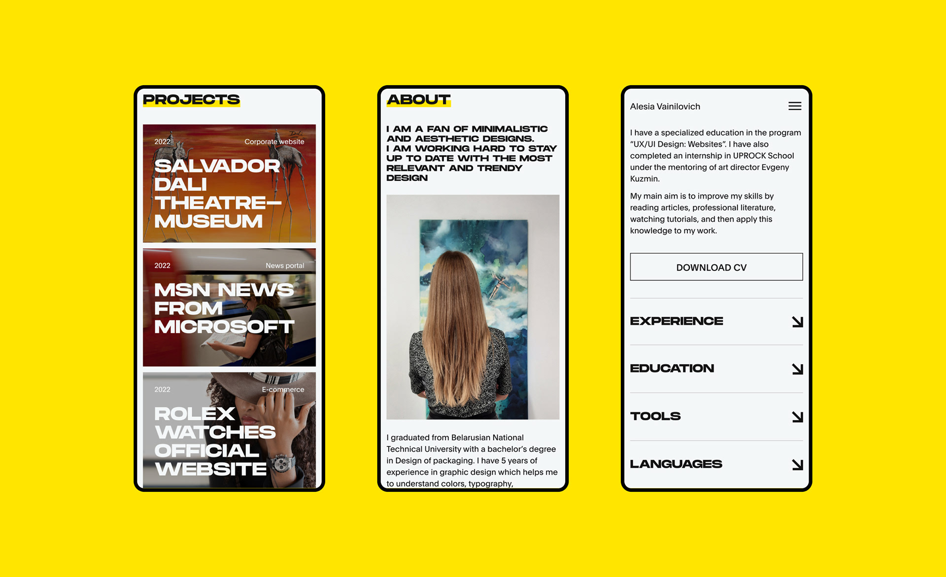 Portfolio website - UX/UI designer — Изображение №2 — Интерфейсы на Dprofile