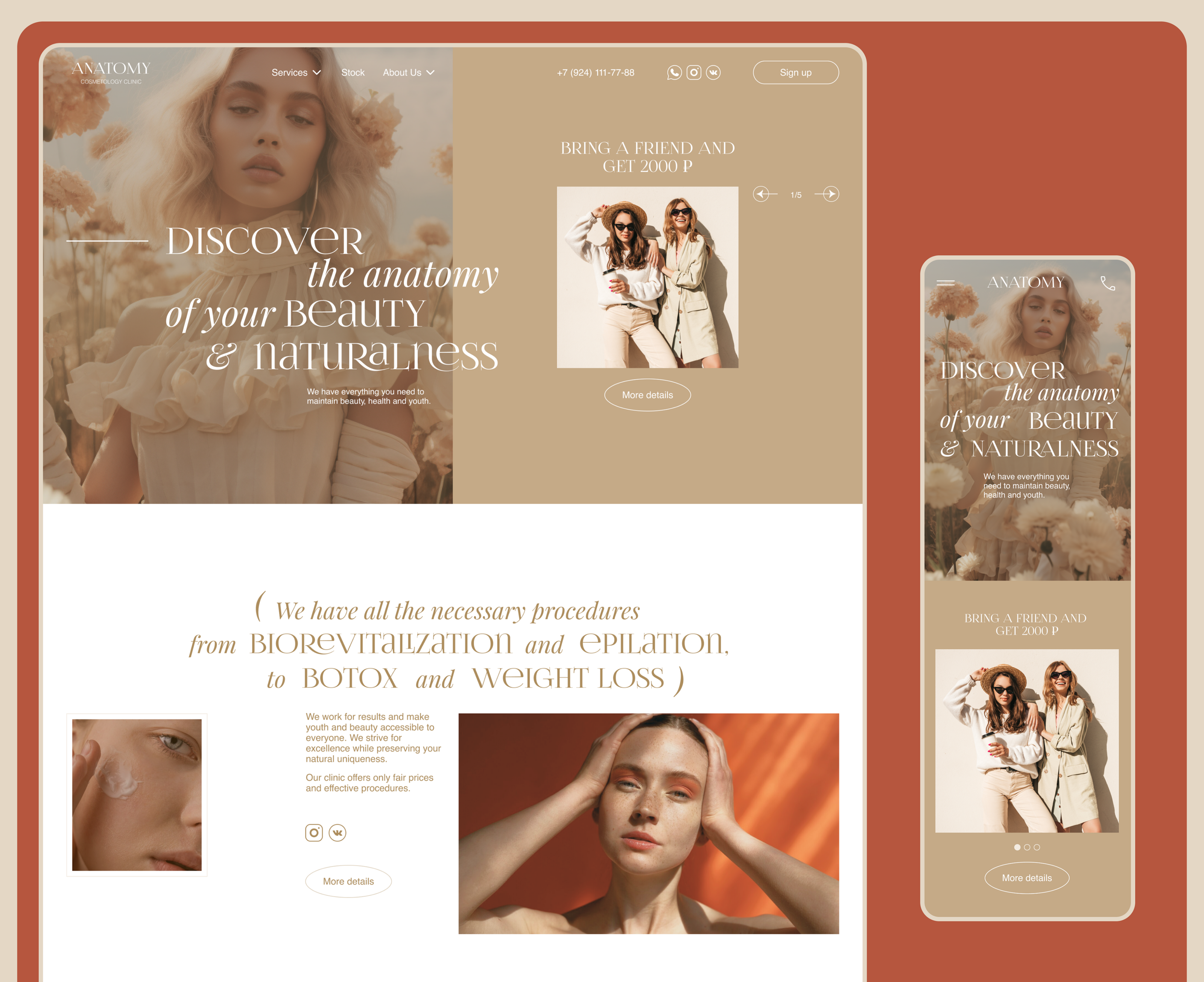 Anatomy | Cosmetology clinic redesign — Изображение №2 — Интерфейсы на Dprofile