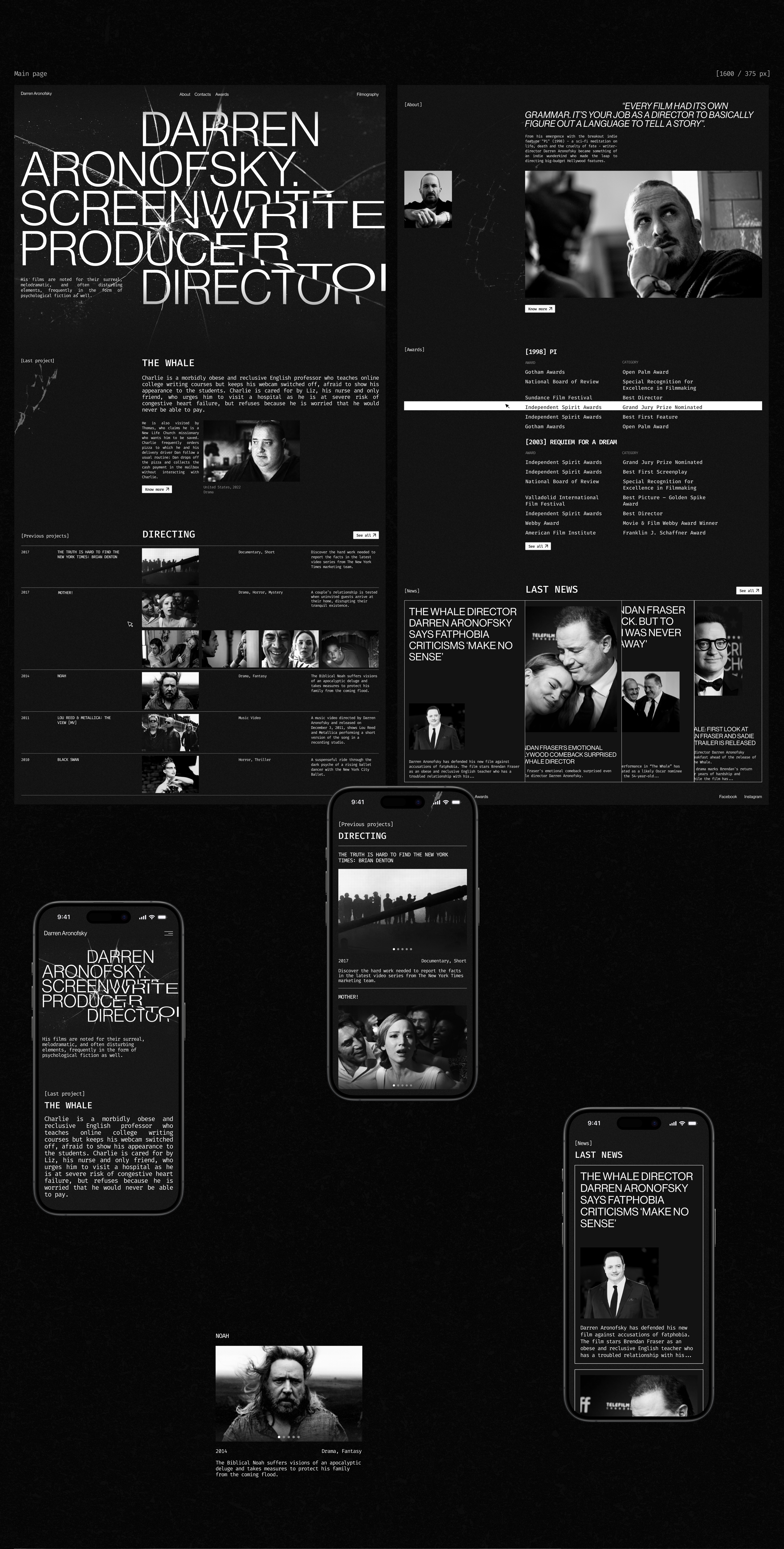 Darren Aronofsky site — Изображение №3 — Интерфейсы на Dprofile