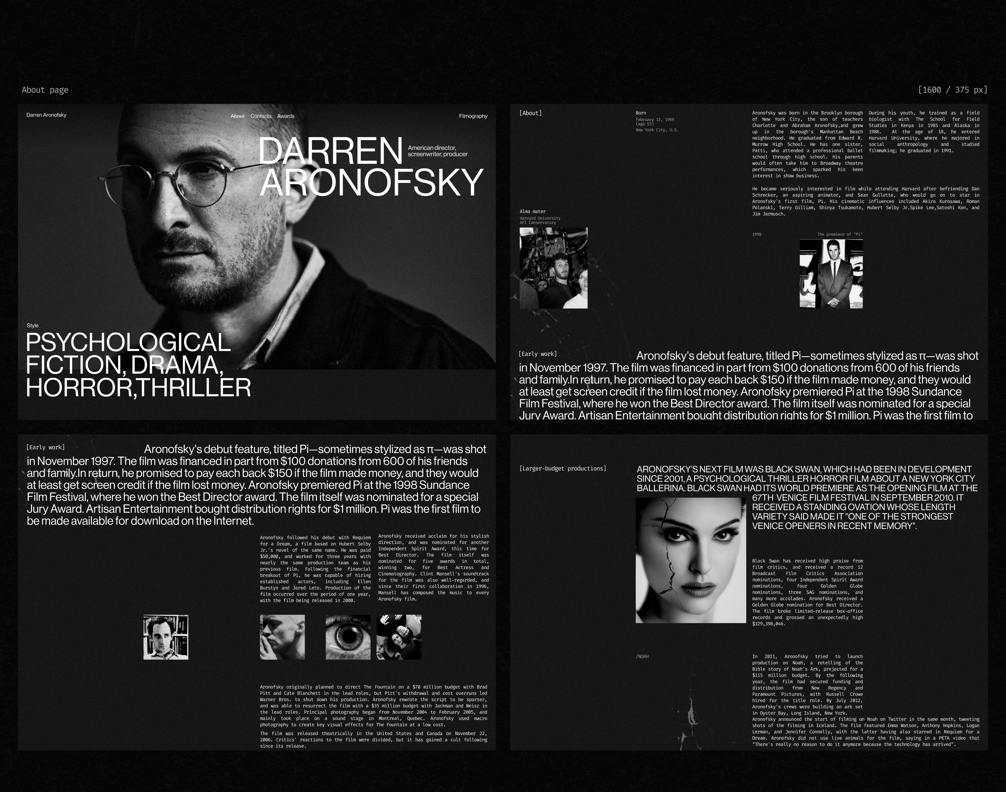 Darren Aronofsky site — Изображение №7 — Интерфейсы на Dprofile