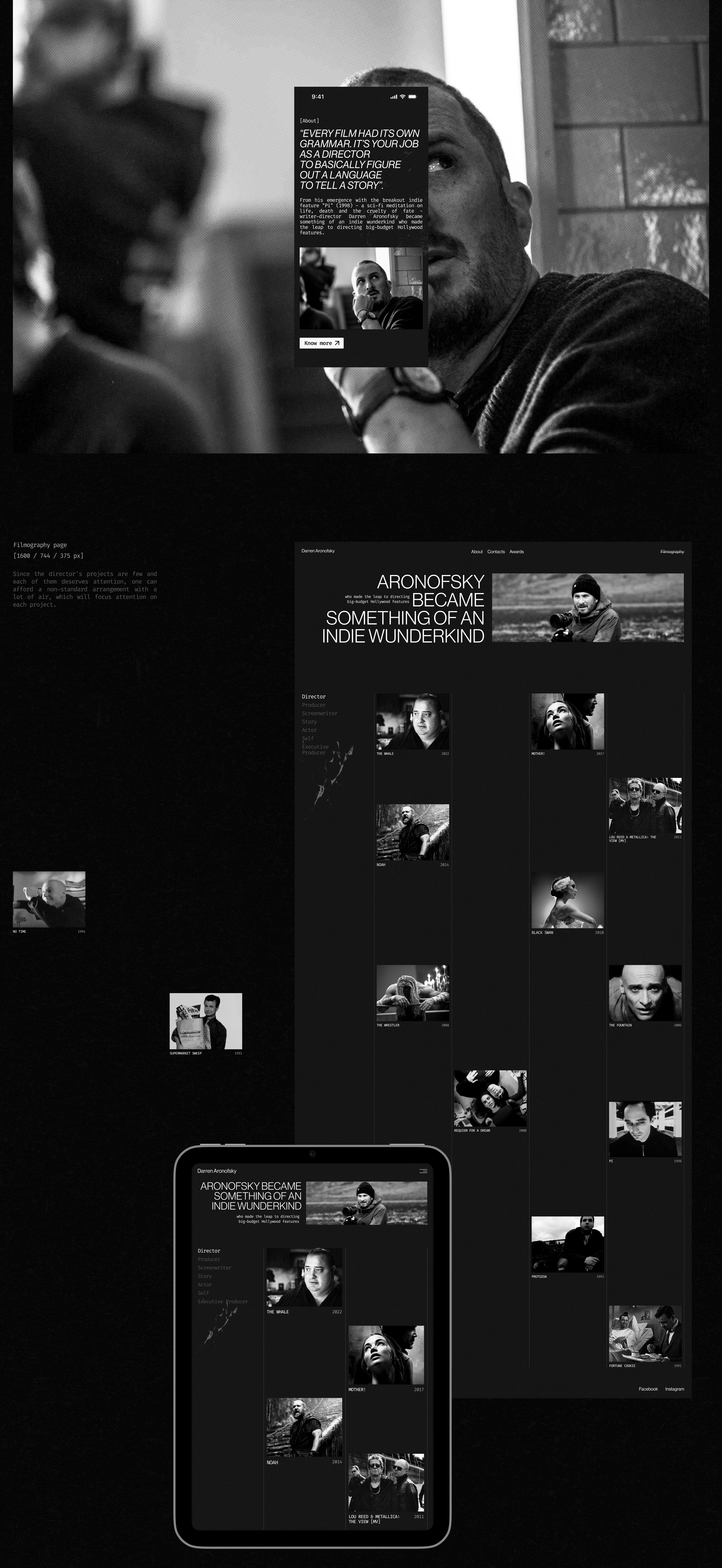 Darren Aronofsky site — Изображение №4 — Интерфейсы на Dprofile
