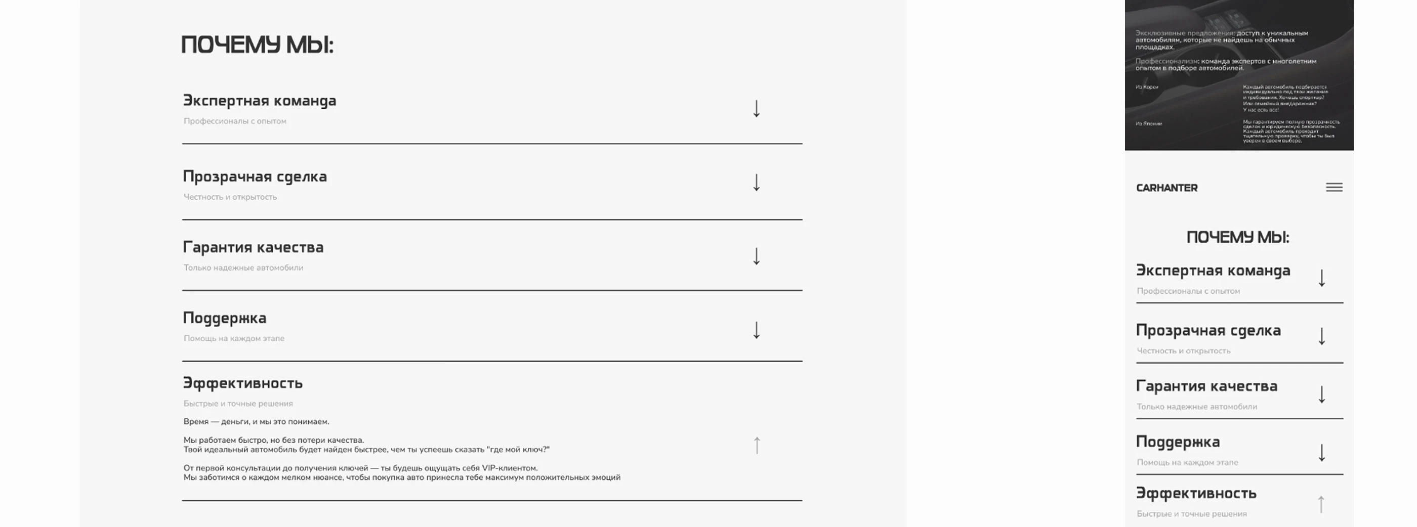 Лендинг для студии автоподбора CARHANTER — Изображение №9 — Интерфейсы на Dprofile