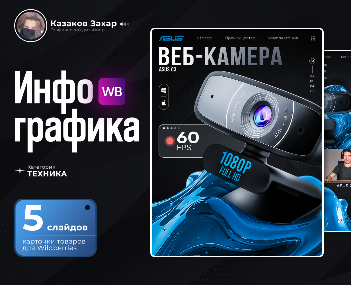 Инфографика для маркетплейсов WB и OZON | Веб-камера — Маркетинг на Dprofile