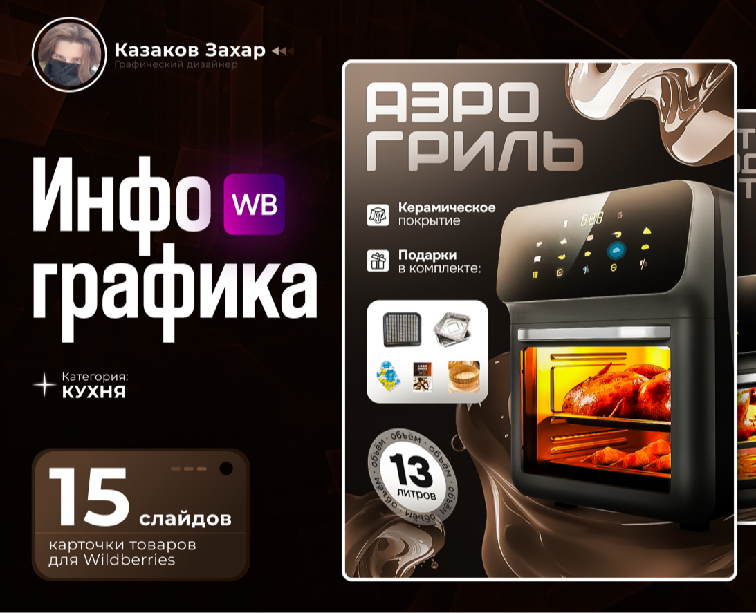 Инфографика для маркетплейсов WB и OZON | Аэрогриль — Маркетинг на Dprofile