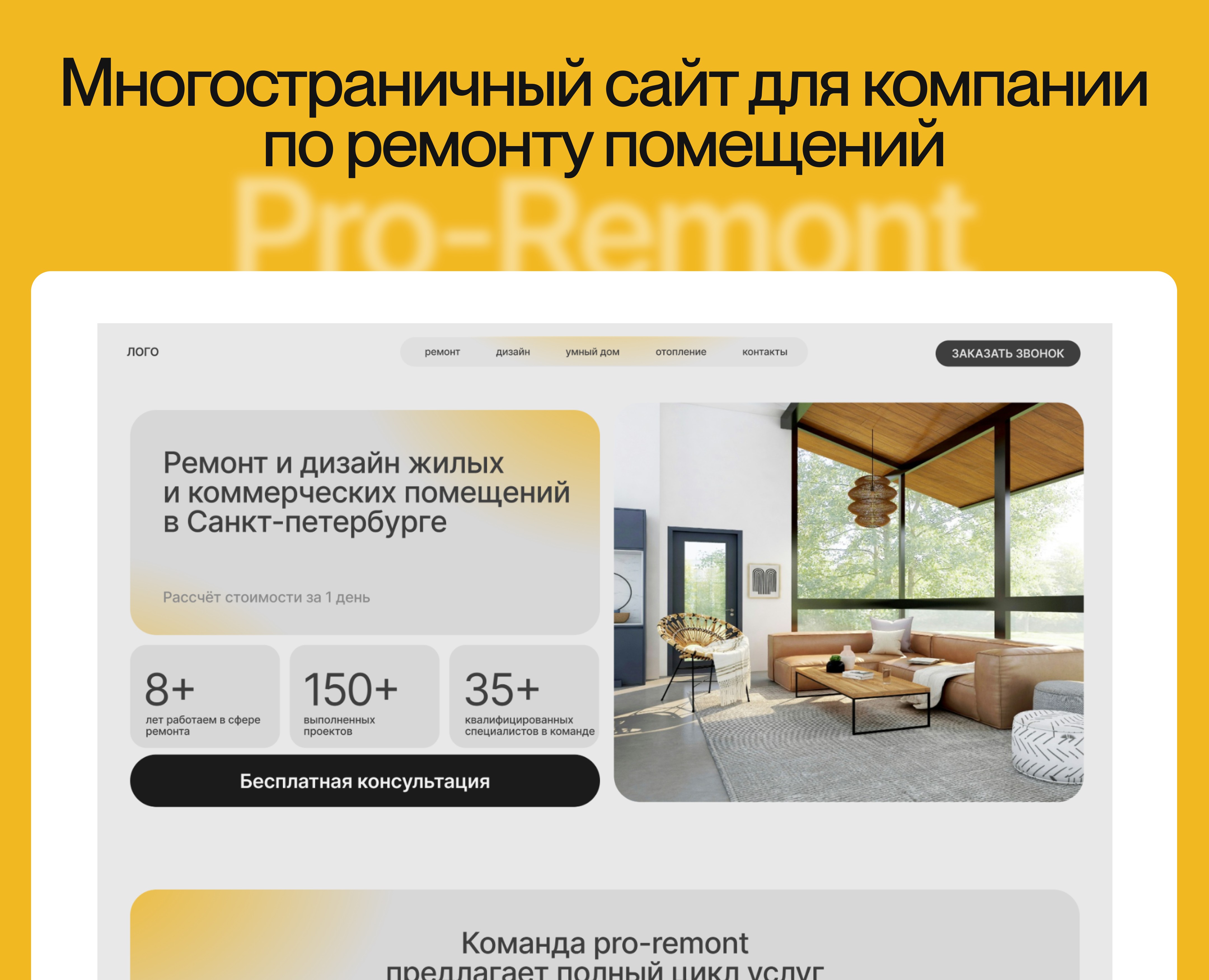 Многостраничный сайт компании Pro-Remont — Интерфейсы на Dprofile