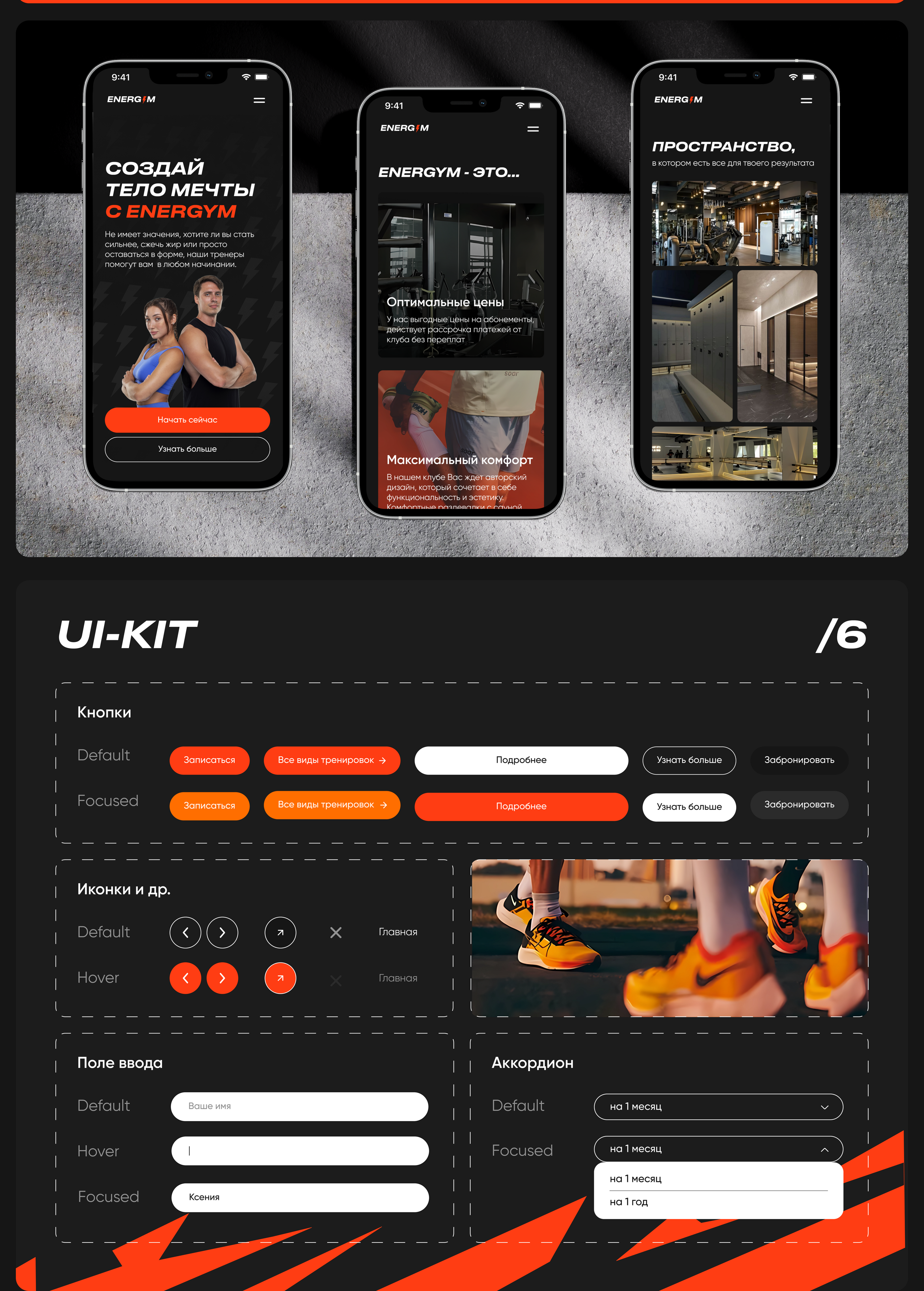 Дизайн веб-сайта для фитнес-клуба /fitness club Energym — Изображение №6 — Интерфейсы, Брендинг на Dprofile