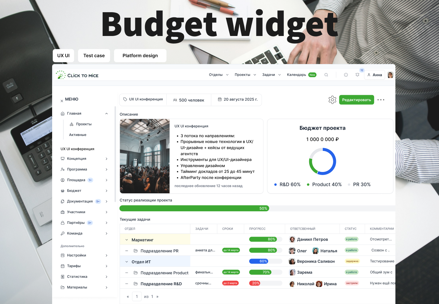 Budget widget for event company — Изображение №1 — Интерфейсы на Dprofile
