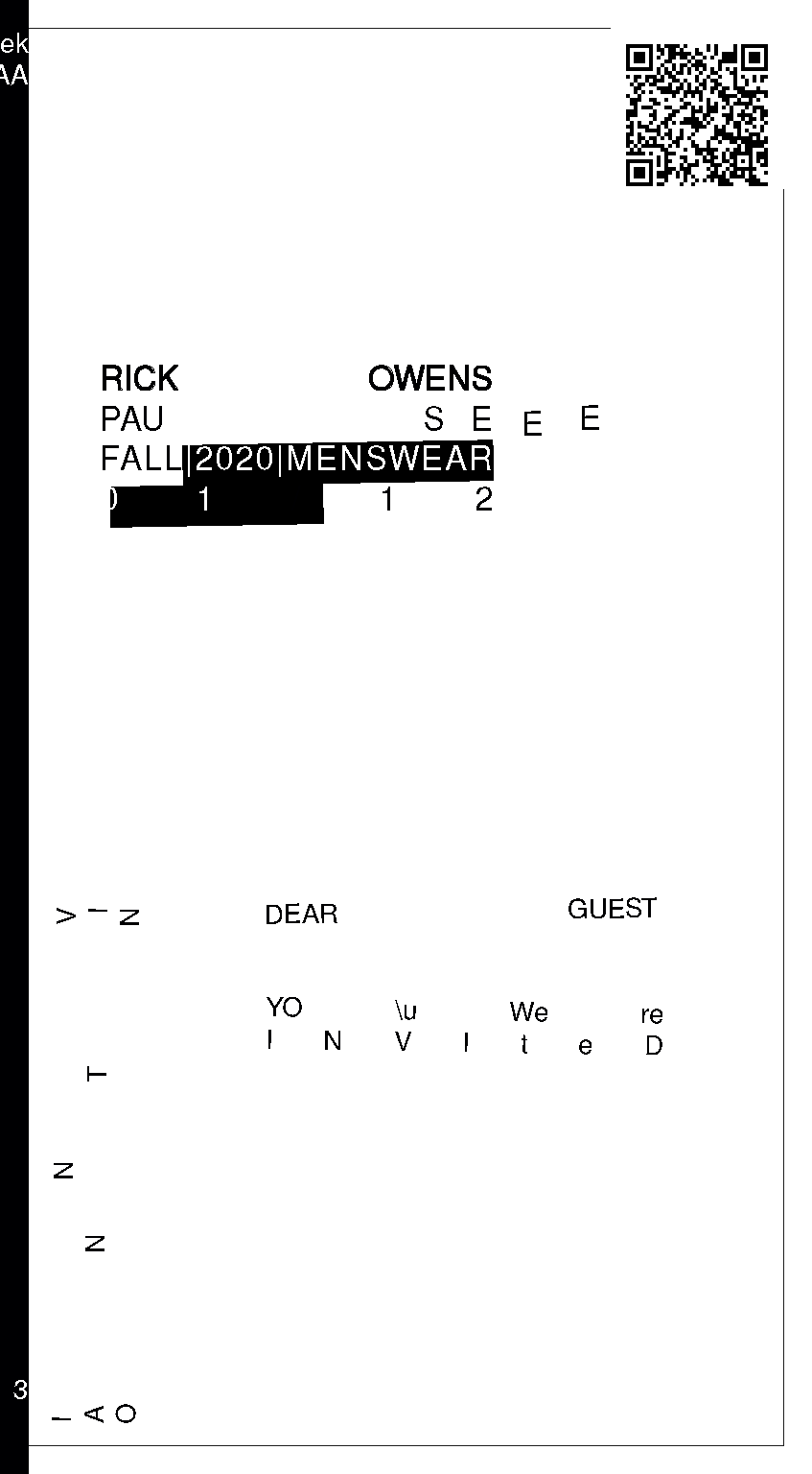 RICK OWENS PAU S E FALL|2020|MENSWEAR SPB Fashion Week — Изображение №11 — Брендинг, Графика на Dprofile