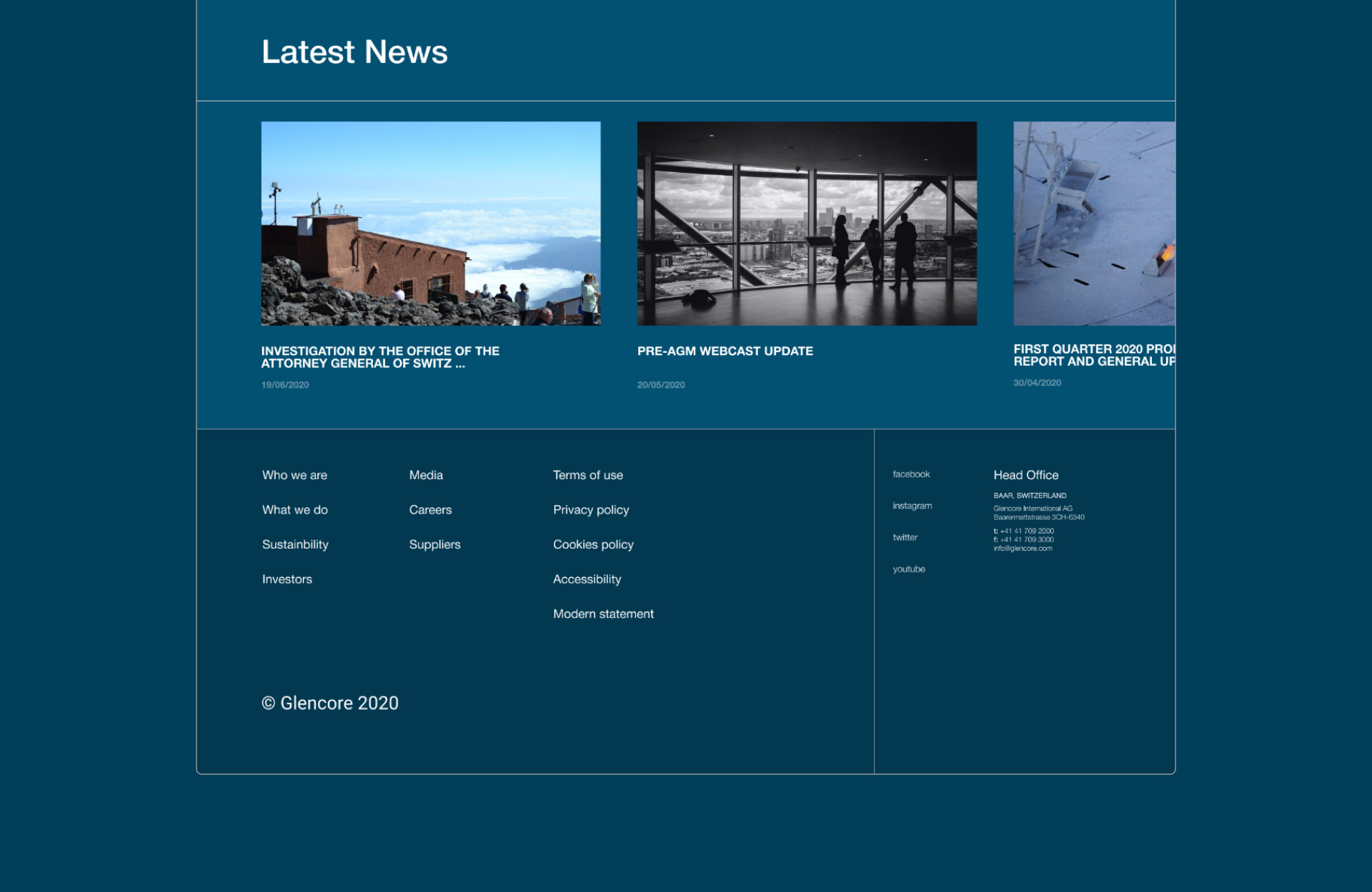 GLENCORE corporate website — Изображение №3 — Интерфейсы, Анимация на Dprofile