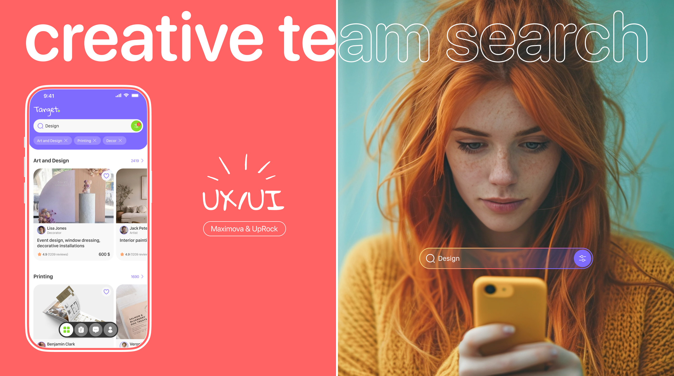 Creative team search Target — Mobile App UI/UX Design — Изображение №1 — Интерфейсы на Dprofile