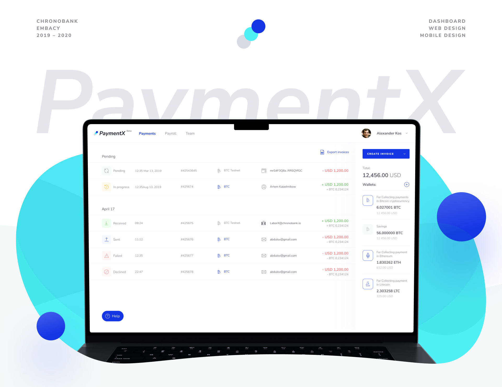 PaymentX. UI/UX design for cryptocurrency payroll platform. — Изображение №1 — Интерфейсы на Dprofile
