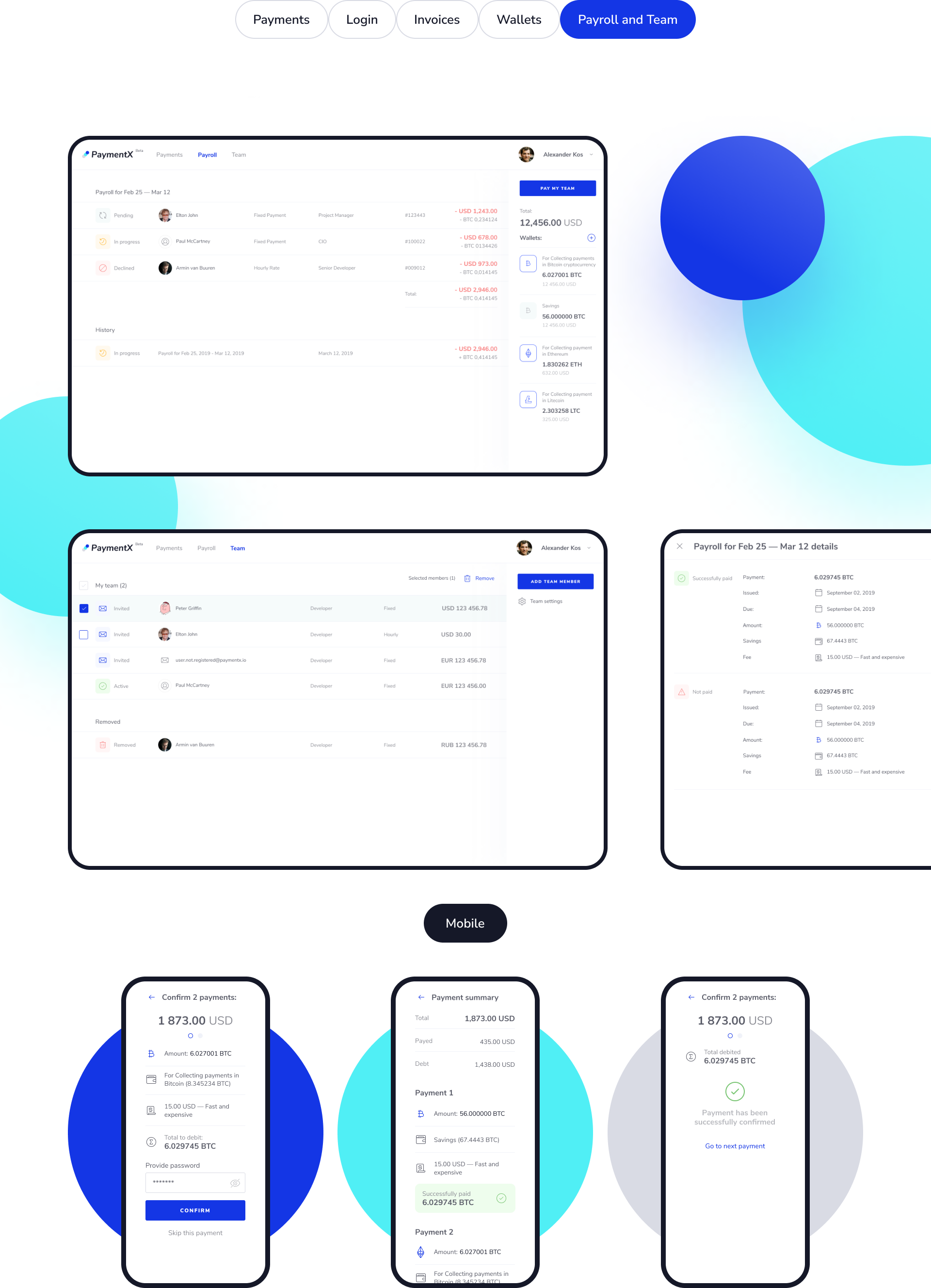PaymentX. UI/UX design for cryptocurrency payroll platform. — Изображение №12 — Интерфейсы на Dprofile
