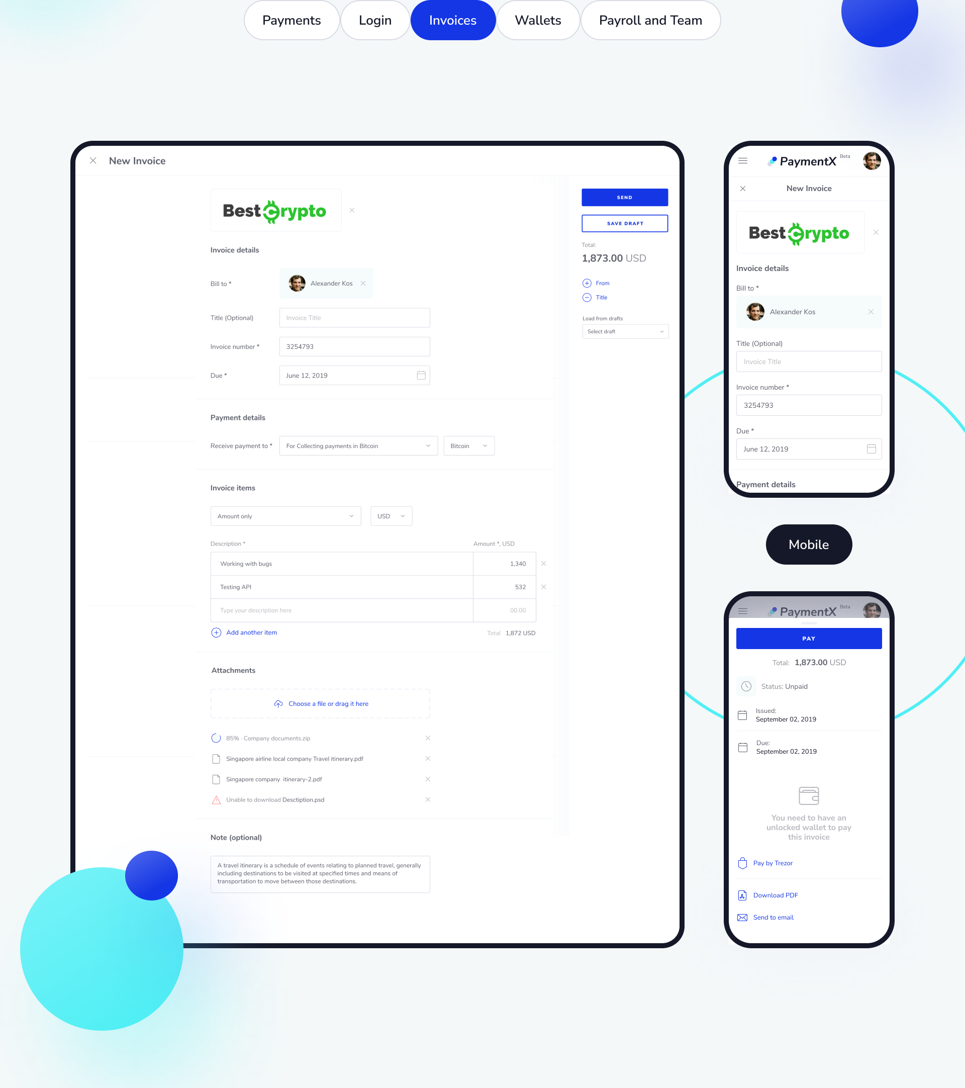 PaymentX. UI/UX design for cryptocurrency payroll platform. — Изображение №10 — Интерфейсы на Dprofile