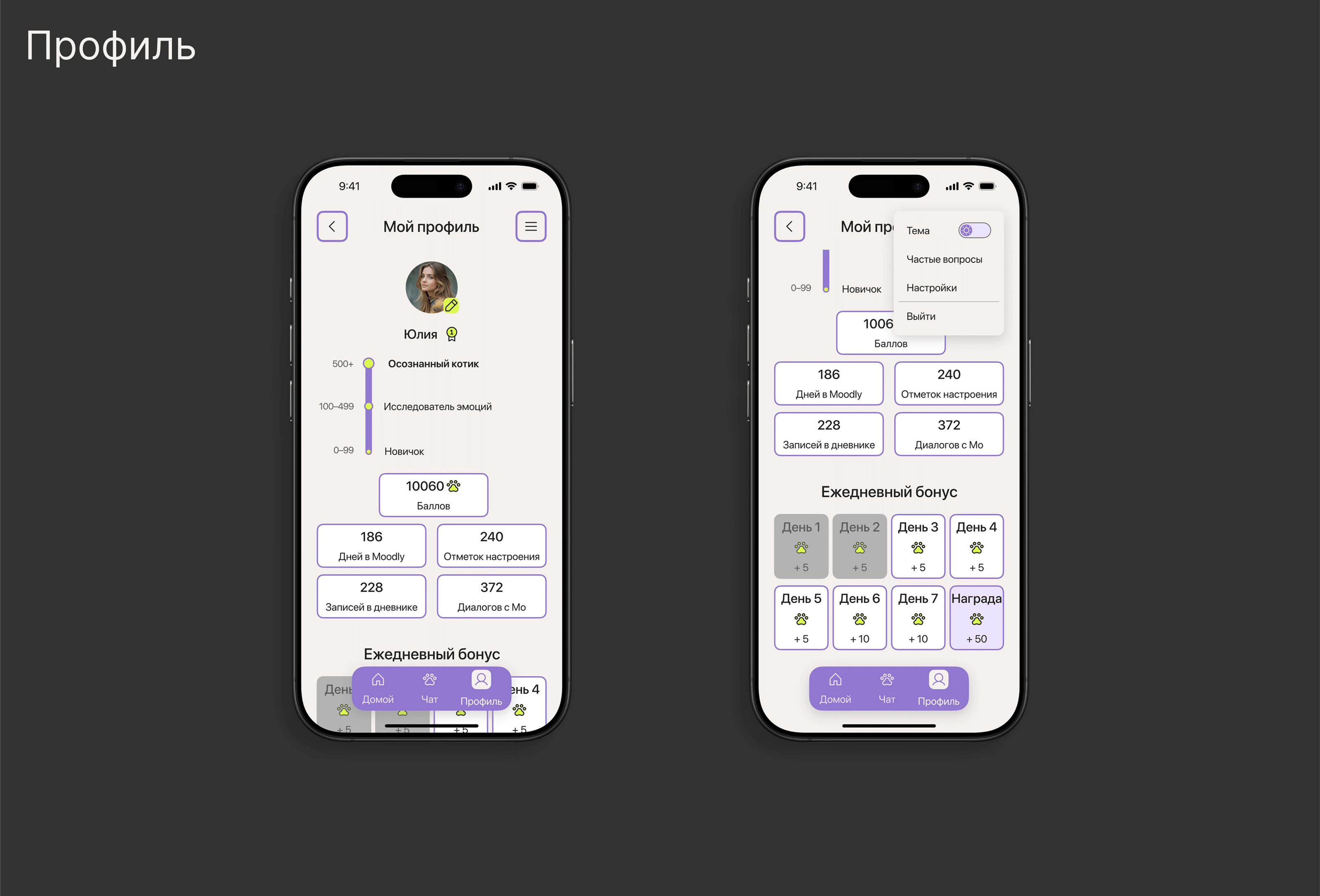 UX/UI | Приложение для саморефлексии — Изображение №15 — Интерфейсы на Dprofile
