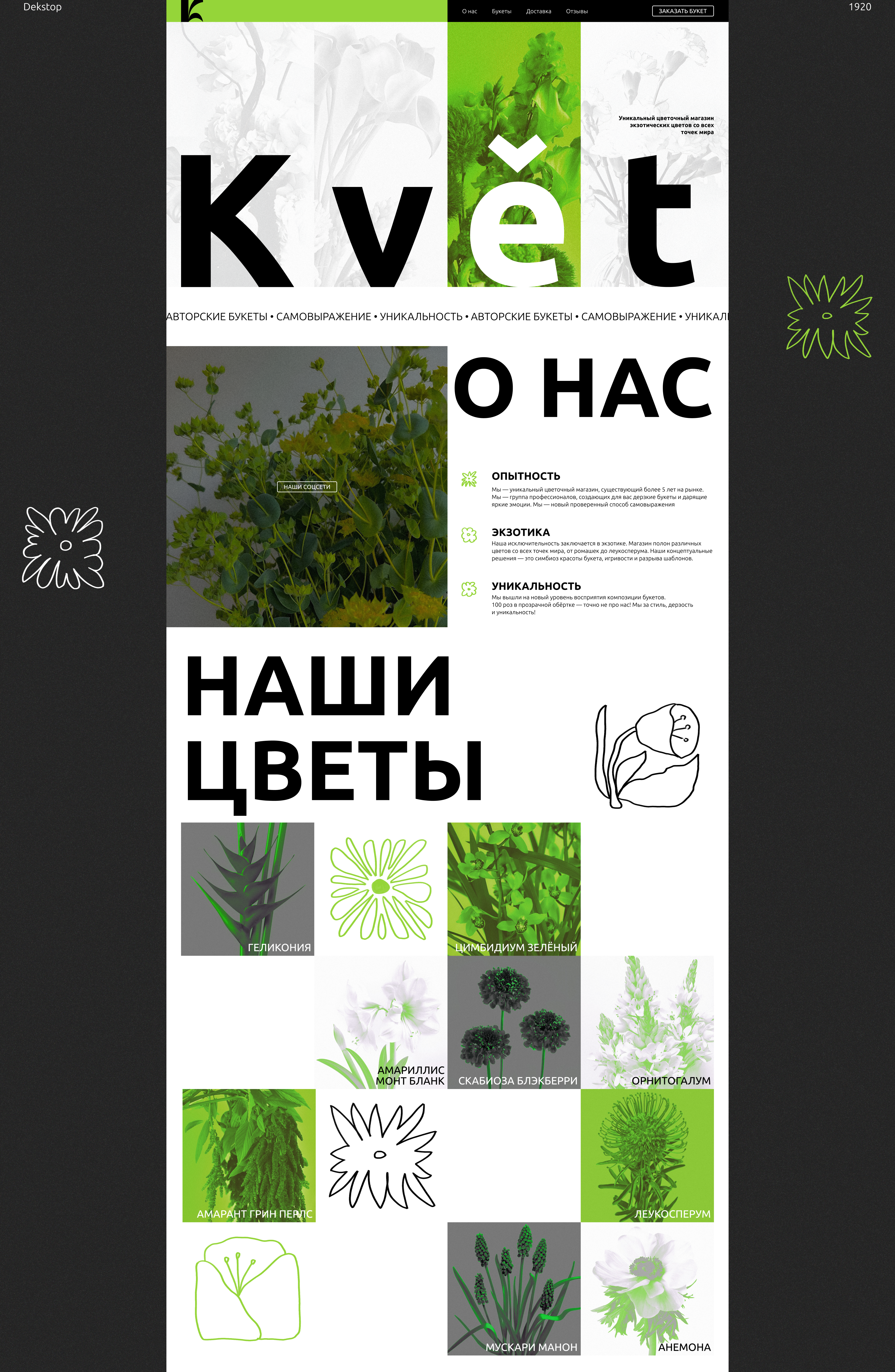 Květ | Магазин цветов | Brand design, landing, social media — Изображение №3 — Брендинг, Маркетинг на Dprofile