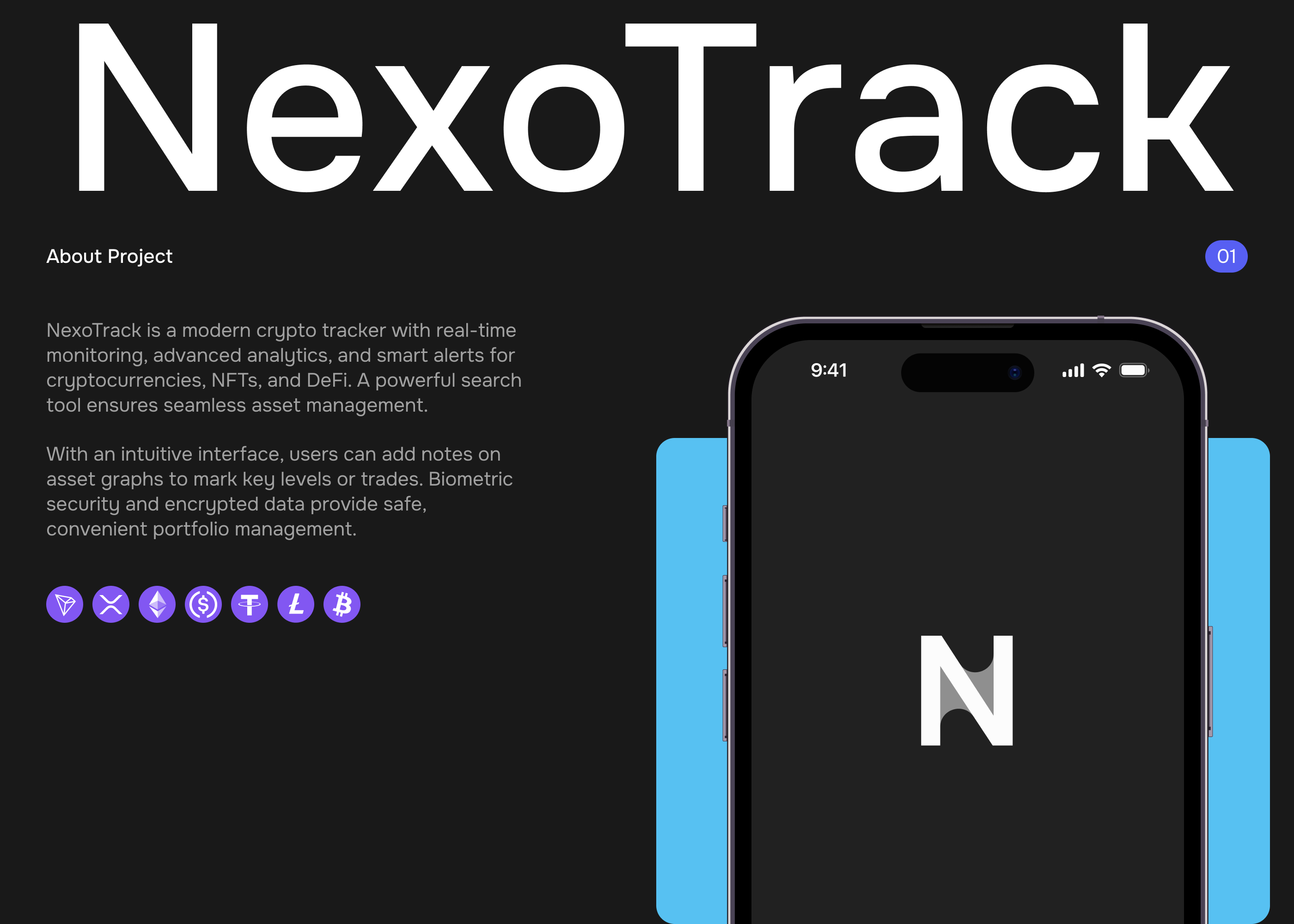 NexoTrack | Crypto Portfolio Tracker App UI/UX — Изображение №2 — Интерфейсы, Брендинг на Dprofile