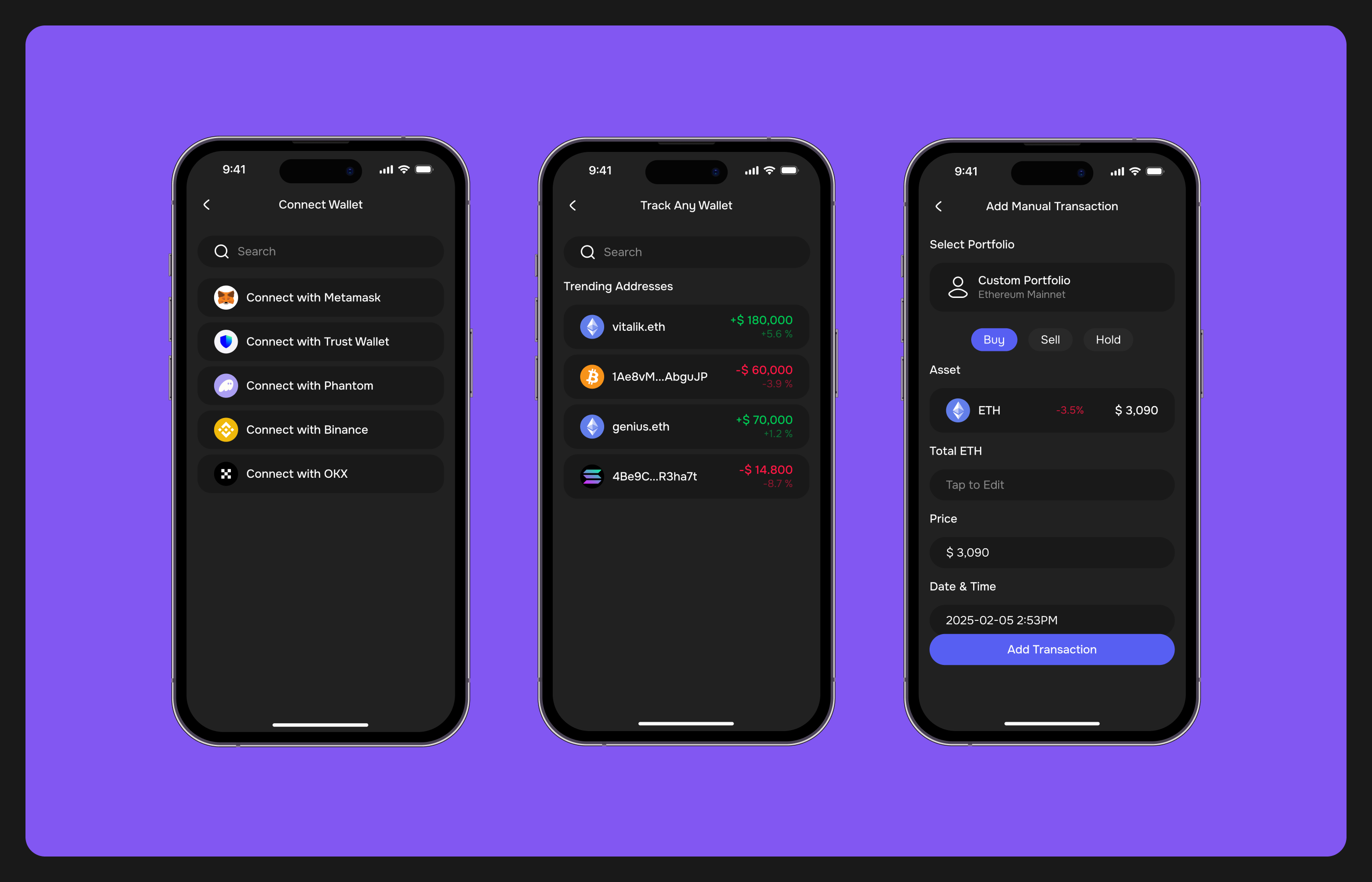 NexoTrack | Crypto Portfolio Tracker App UI/UX — Изображение №12 — Интерфейсы, Брендинг на Dprofile
