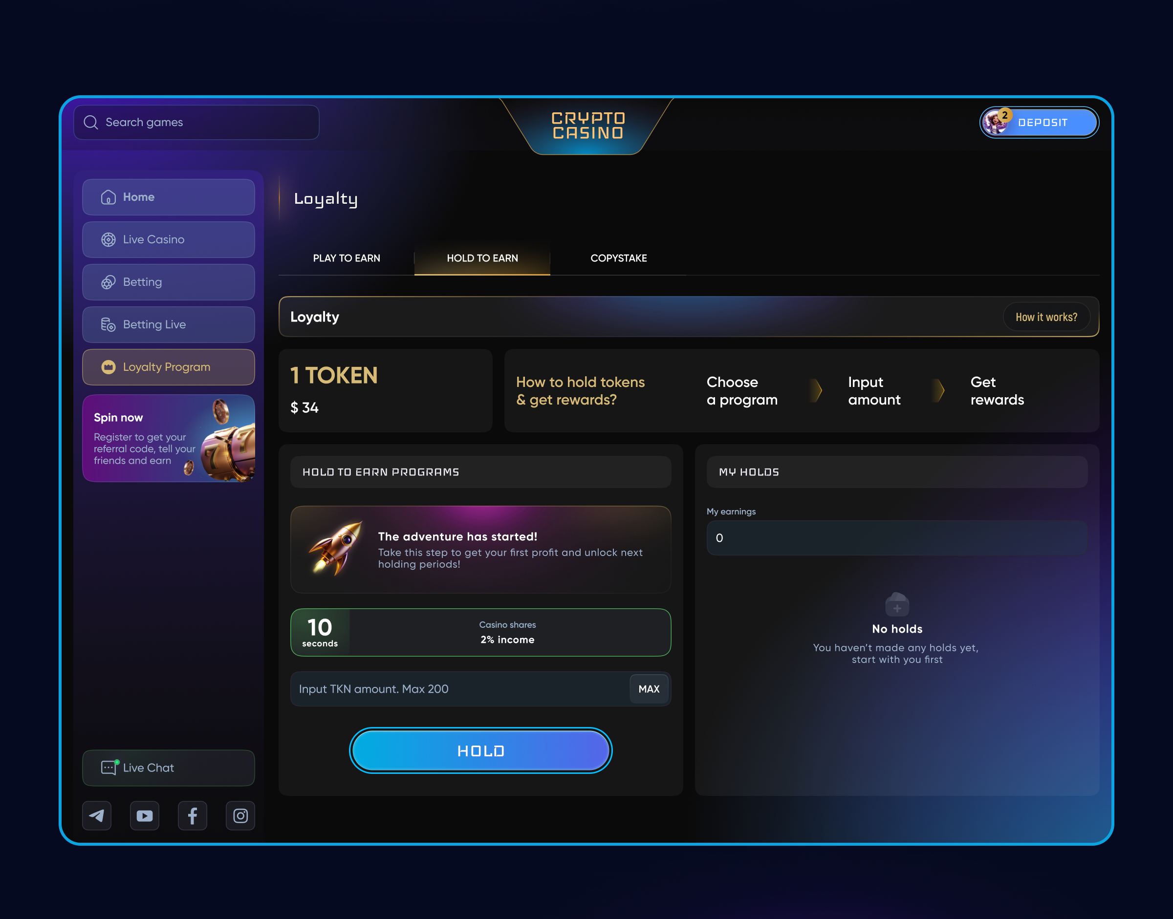 Crypto Casino Online — Изображение №16 — Интерфейсы на Dprofile