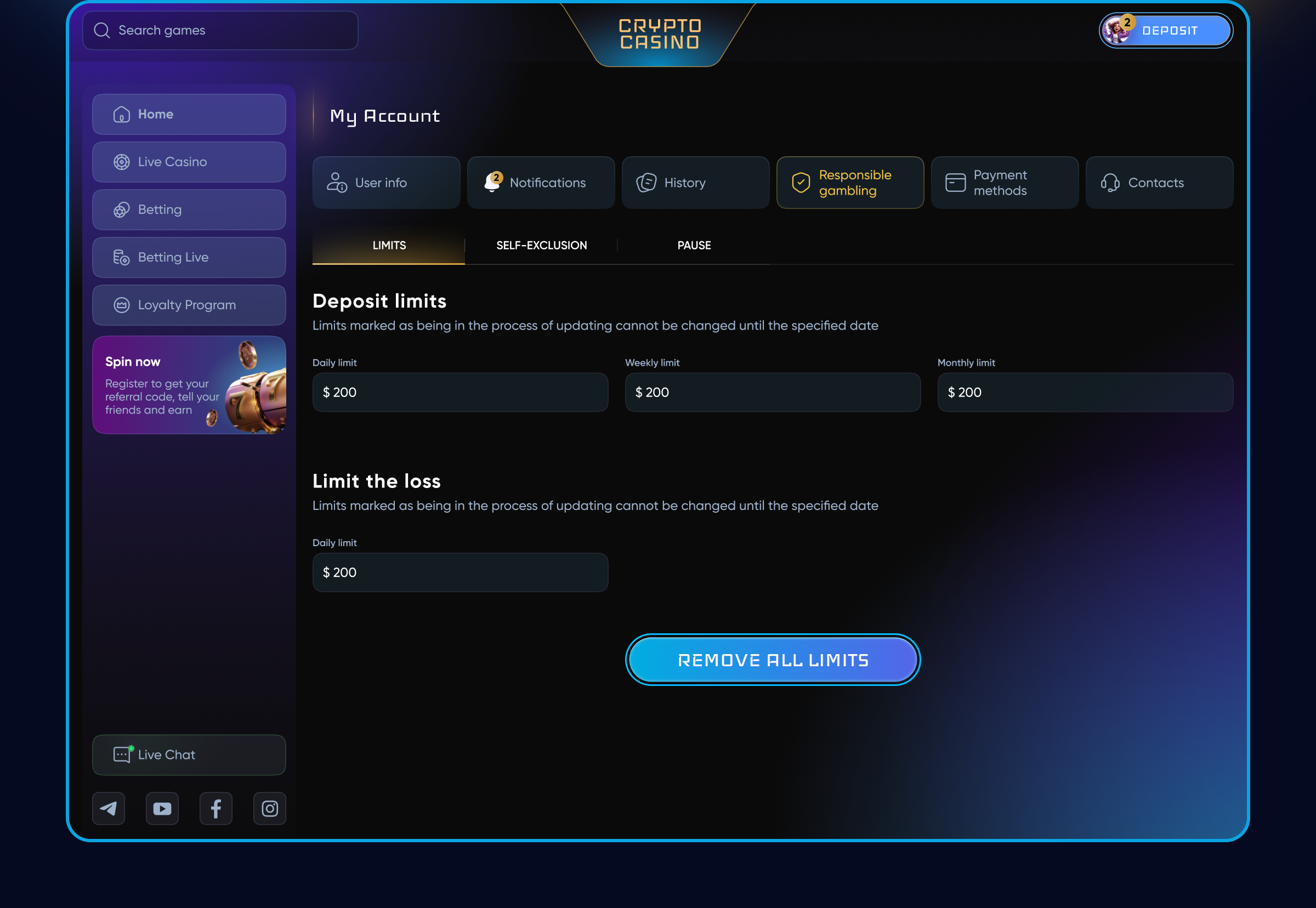 Crypto Casino Online — Изображение №11 — Интерфейсы на Dprofile