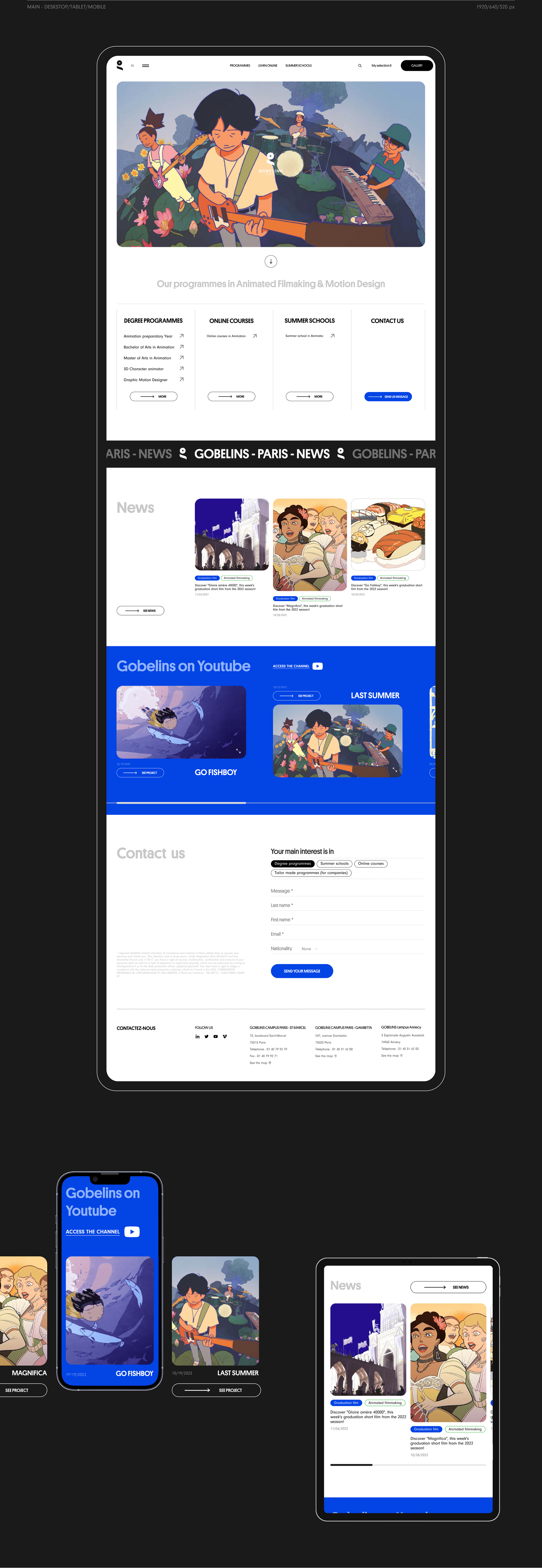 GOBELINS Paris | Corporate website Redesign — Изображение №2 — Интерфейсы, Анимация на Dprofile