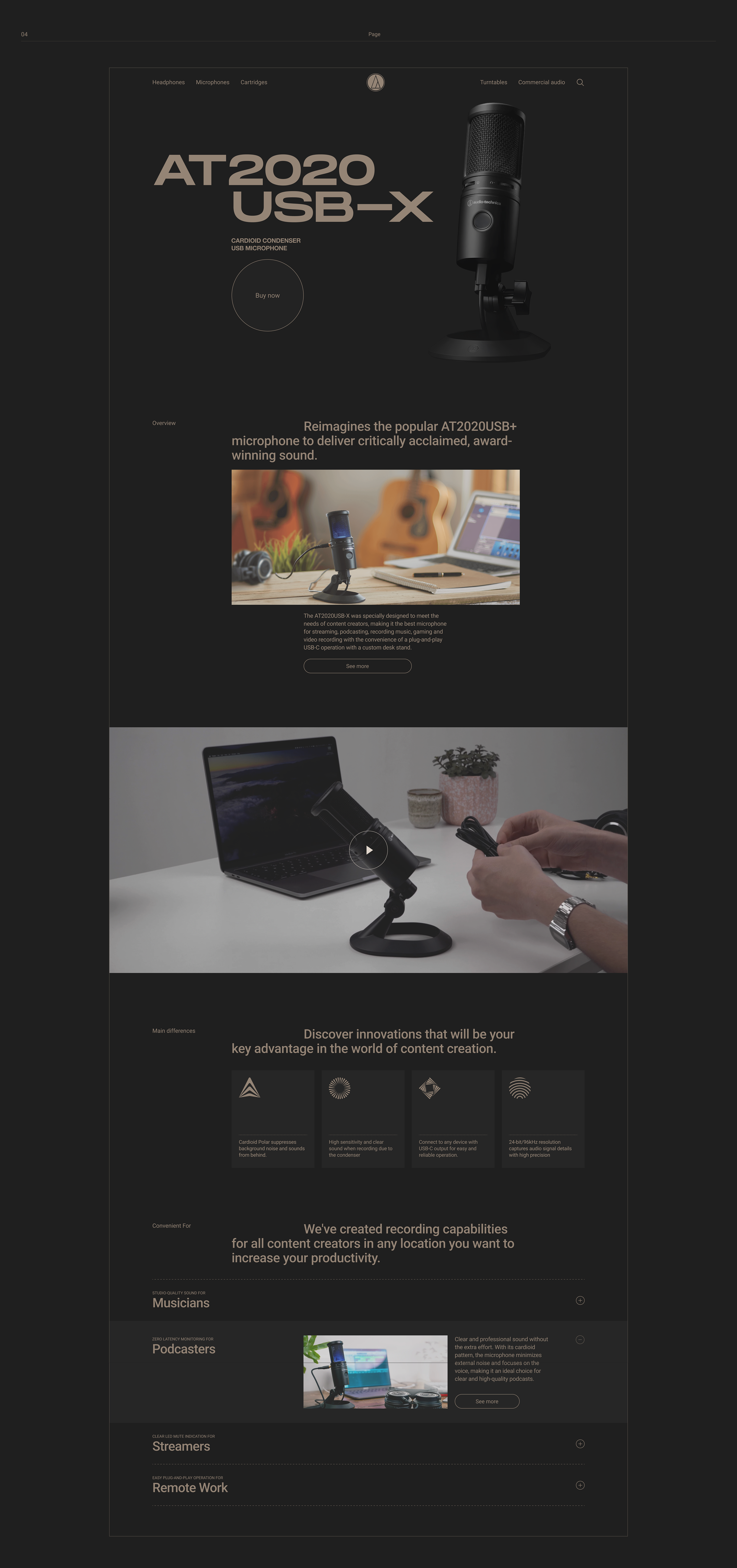 Microphone AT2020USB-X | Landing page — Изображение №5 — Интерфейсы на Dprofile