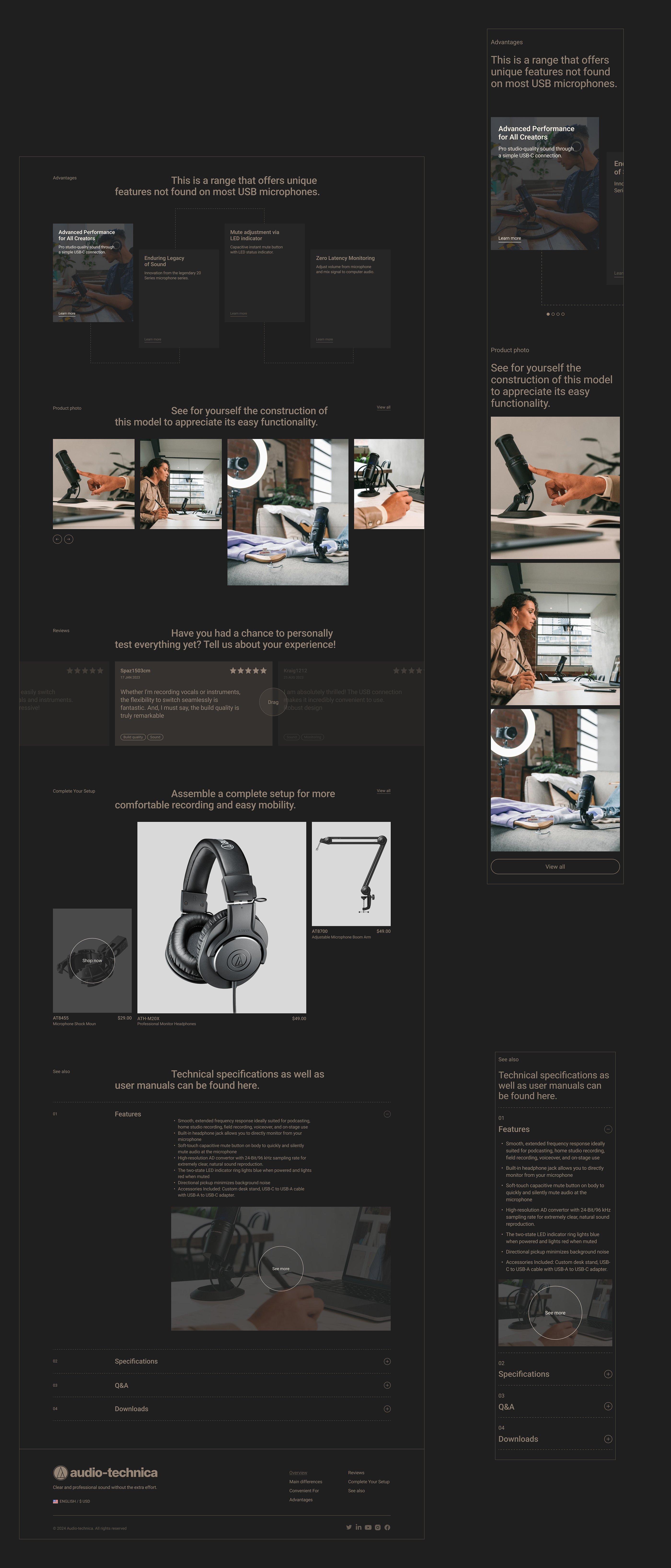 Microphone AT2020USB-X | Landing page — Изображение №7 — Интерфейсы на Dprofile