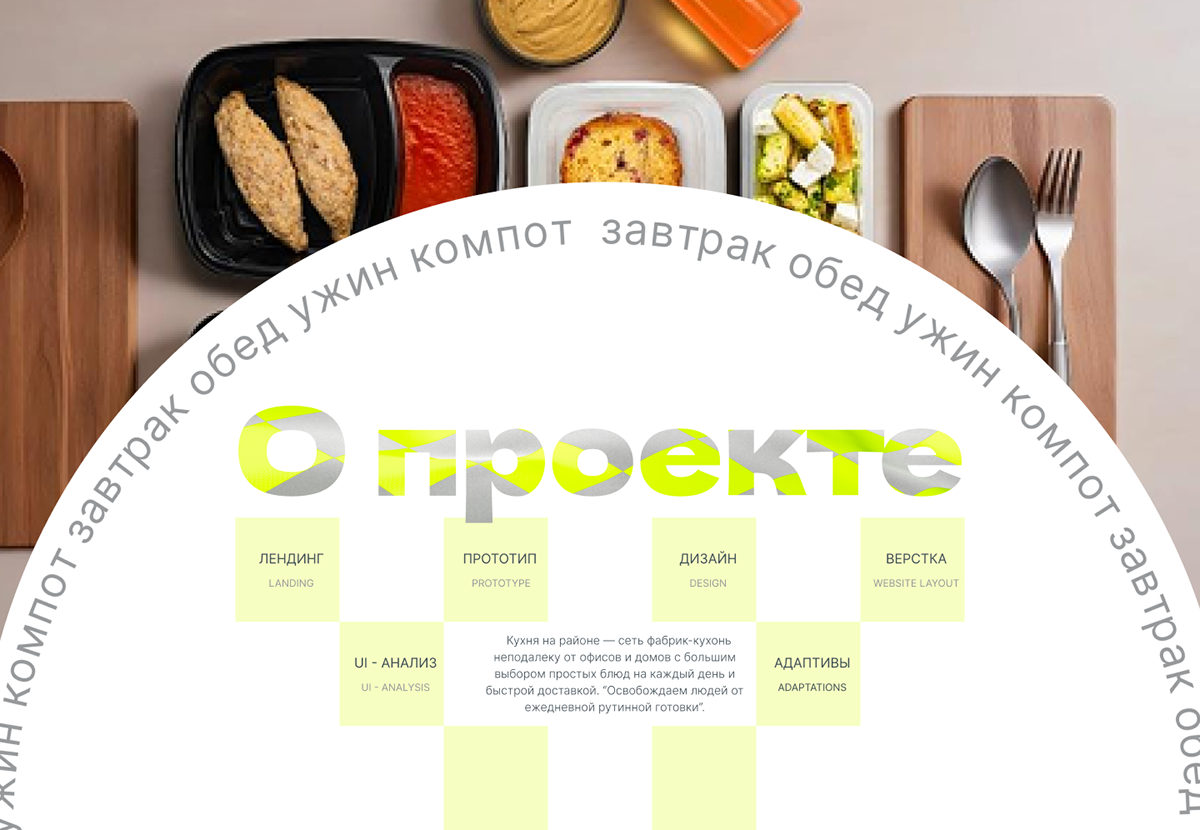 Дизайн одностраничного сайта / Кухня на районе — Изображение №1 — Интерфейсы, Брендинг на Dprofile