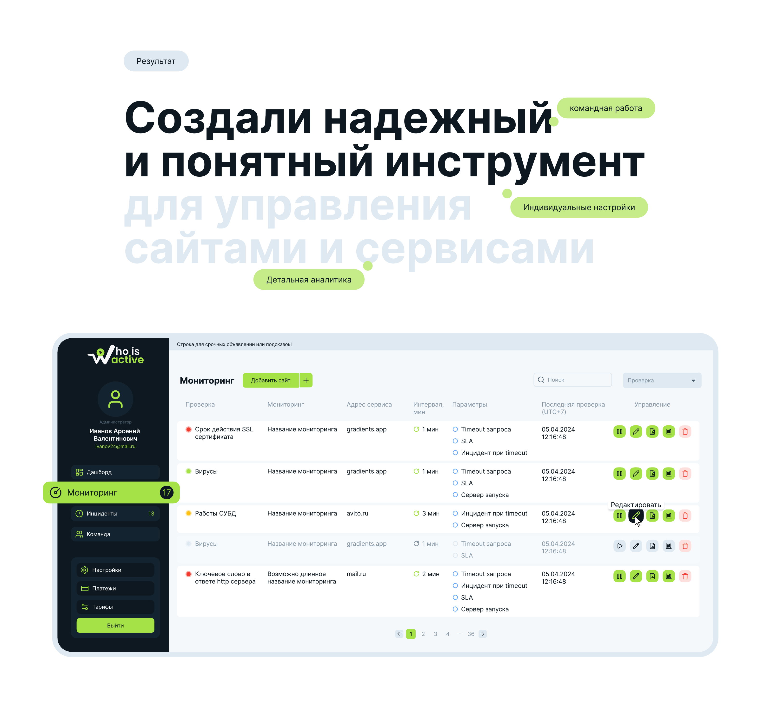 Monitoring service | UI/UX — Изображение №3 — Интерфейсы, Брендинг на Dprofile