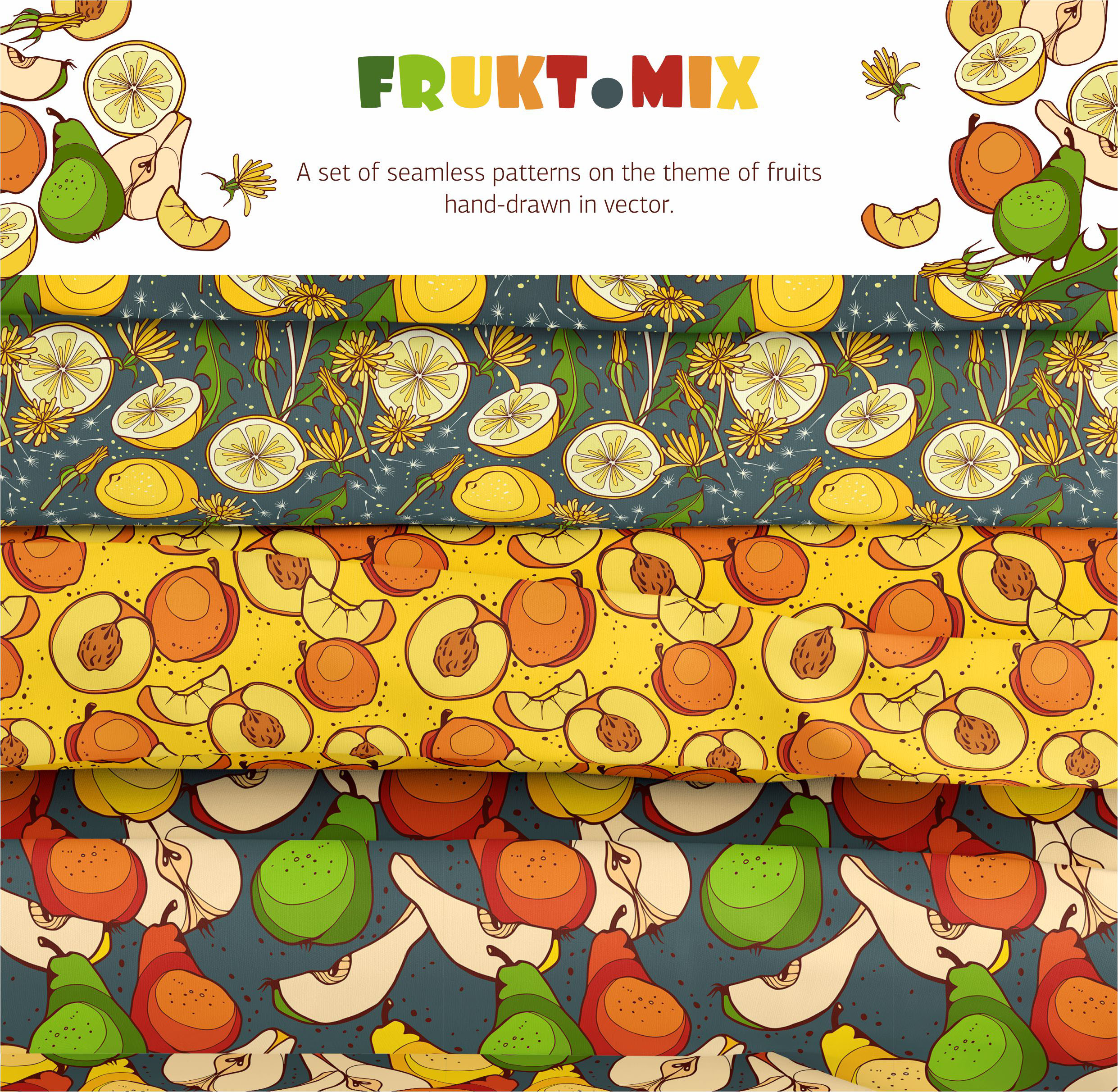 Pattern "Fruit.Mix" — Изображение №1 — Иллюстрация, Графика на Dprofile