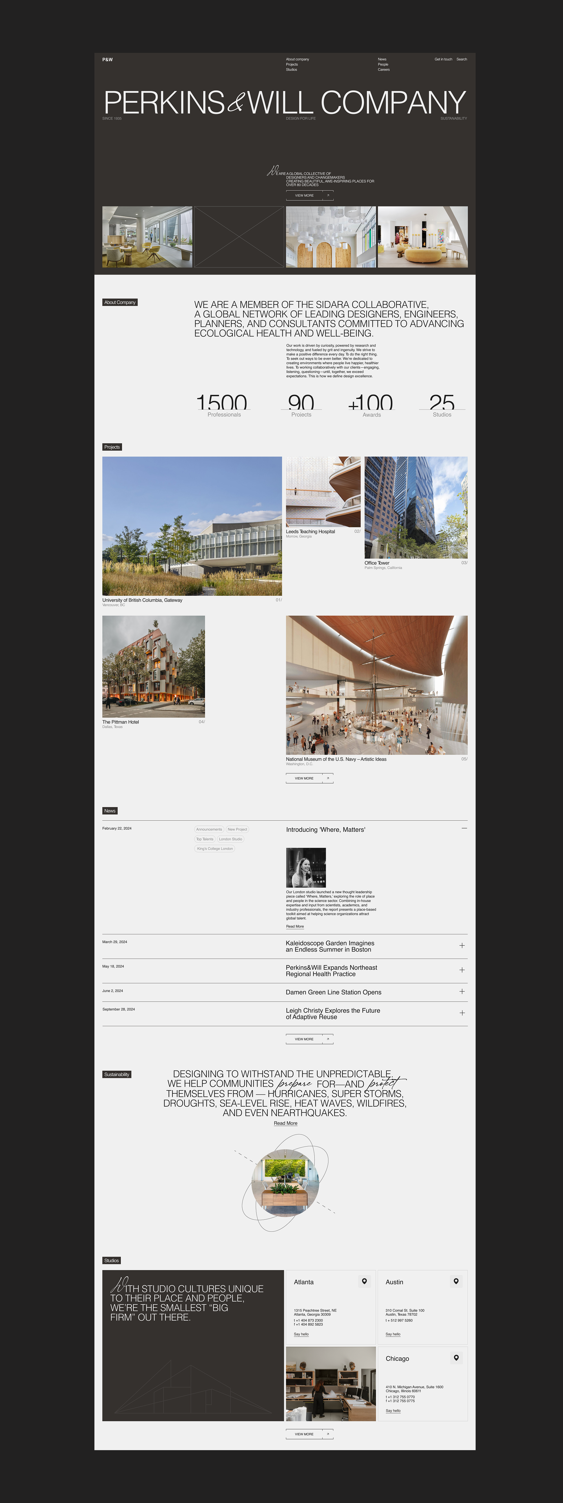 PERKINS&WILL / WEBSITE REDESIGN — Изображение №3 — Интерфейсы, Графика на Dprofile