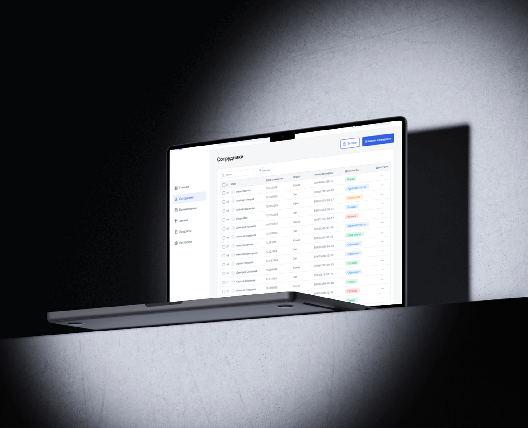Restaurant CRM — CRM система управления рестораном — Интерфейсы на Dprofile