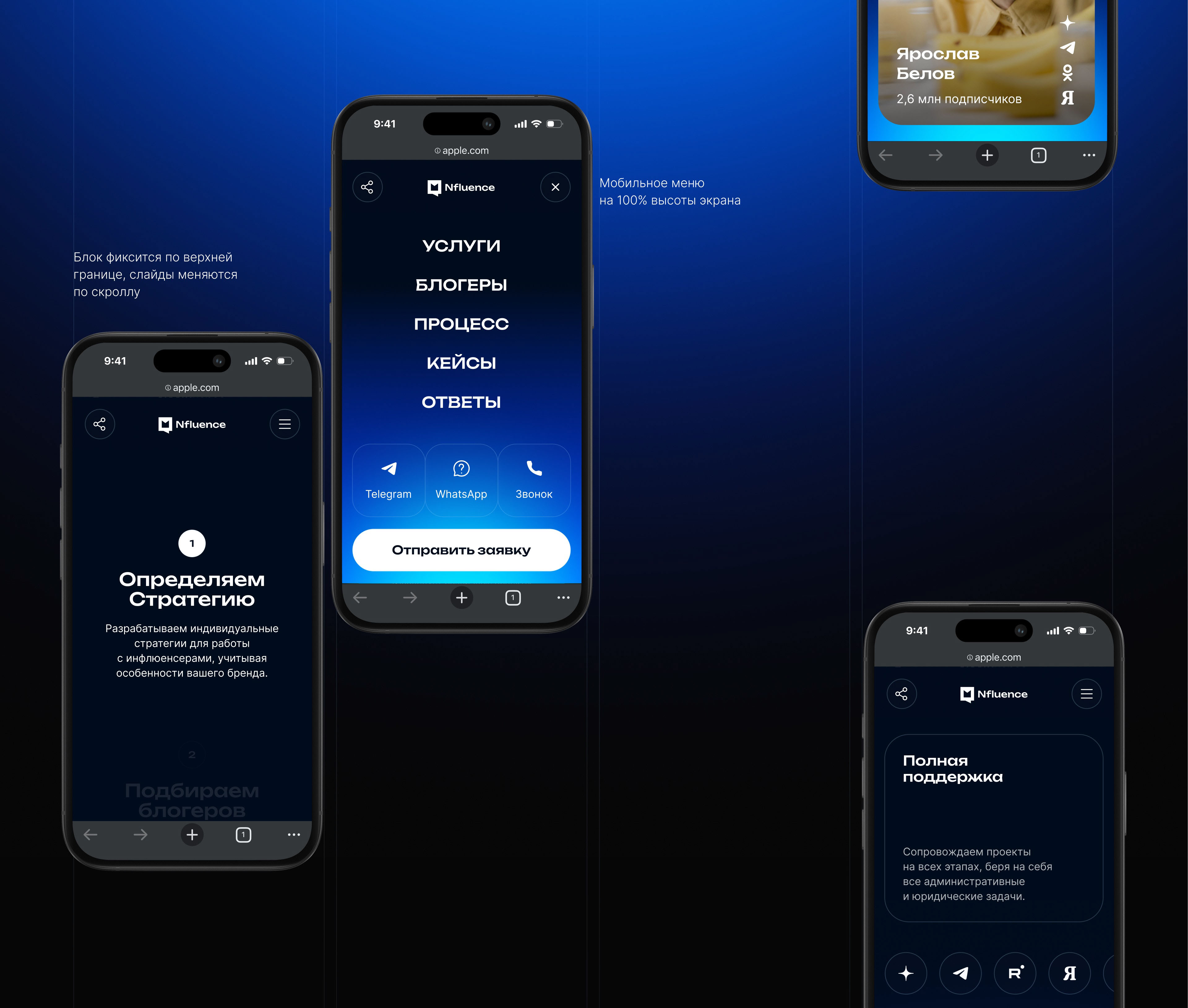 Nfluense Agency Landing Page — Изображение №32 — Интерфейсы, Маркетинг на Dprofile