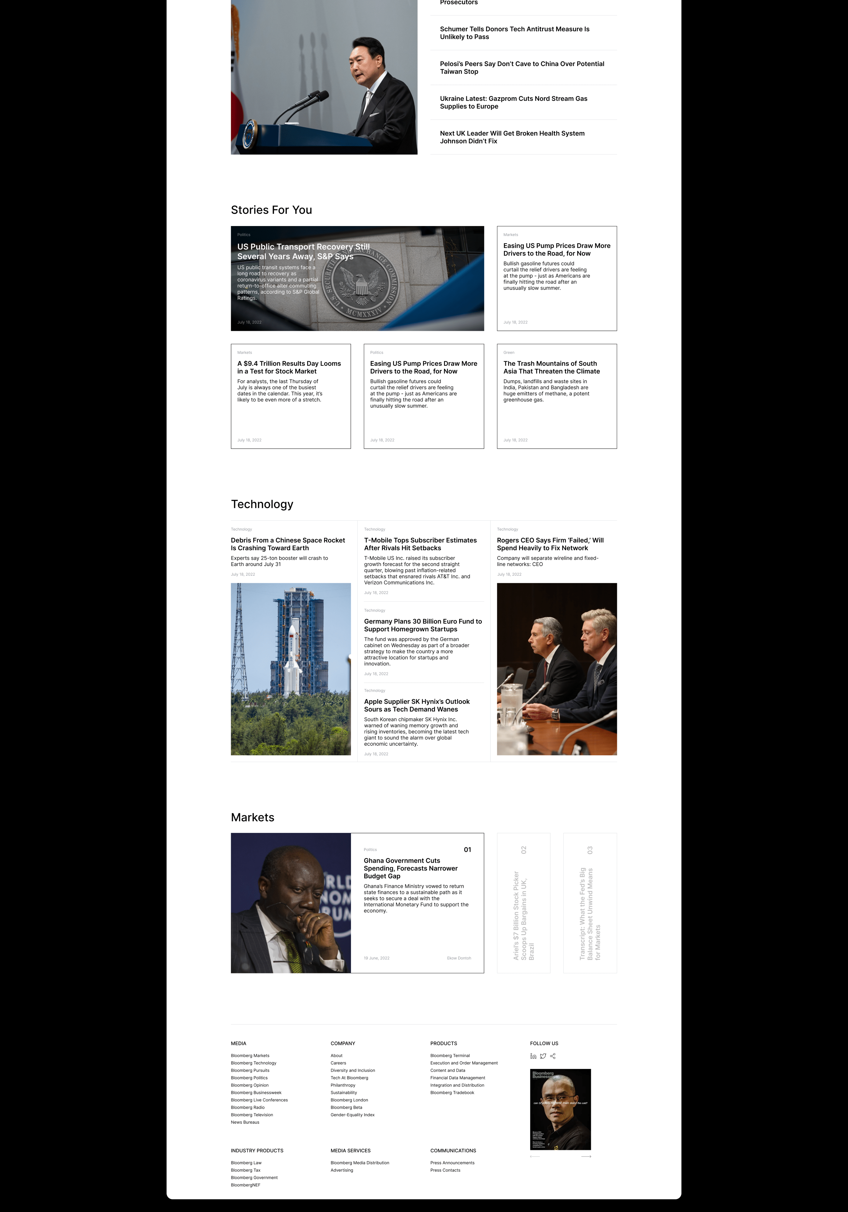 BLOOMBERG | News website redesign — Изображение №3 — Интерфейсы, Брендинг, Графика на Dprofile