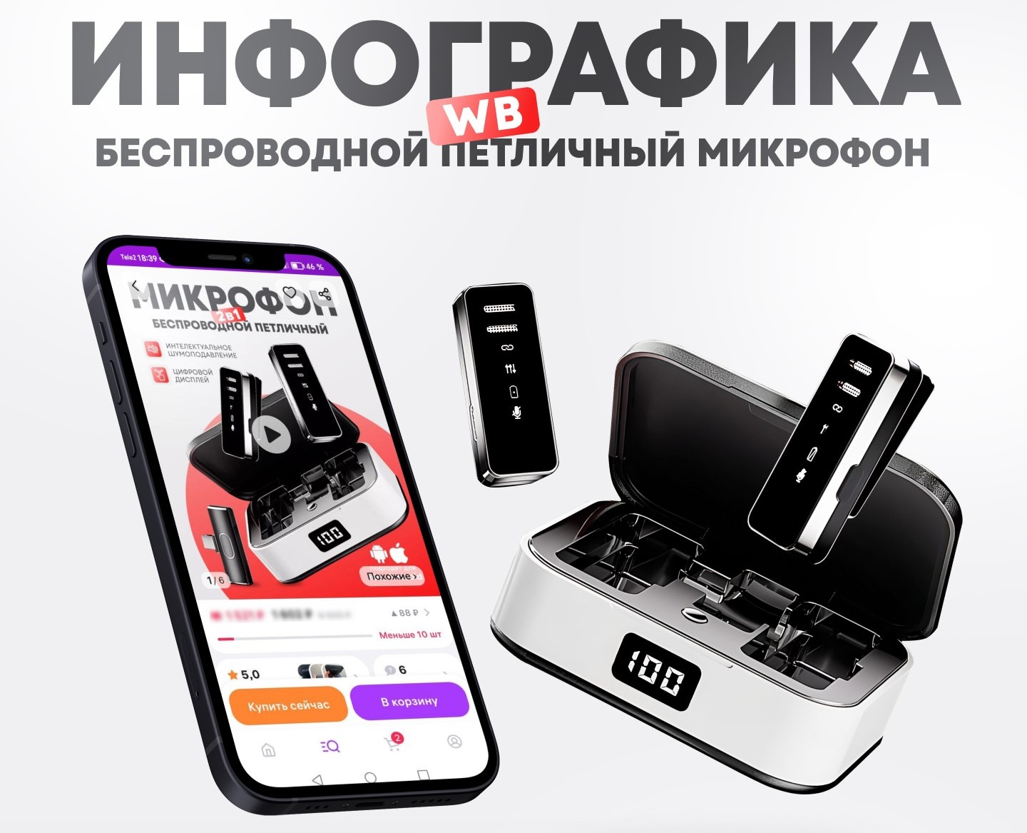 Инфографика для микрофона Карточка товара Wildberries — Маркетинг на Dprofile