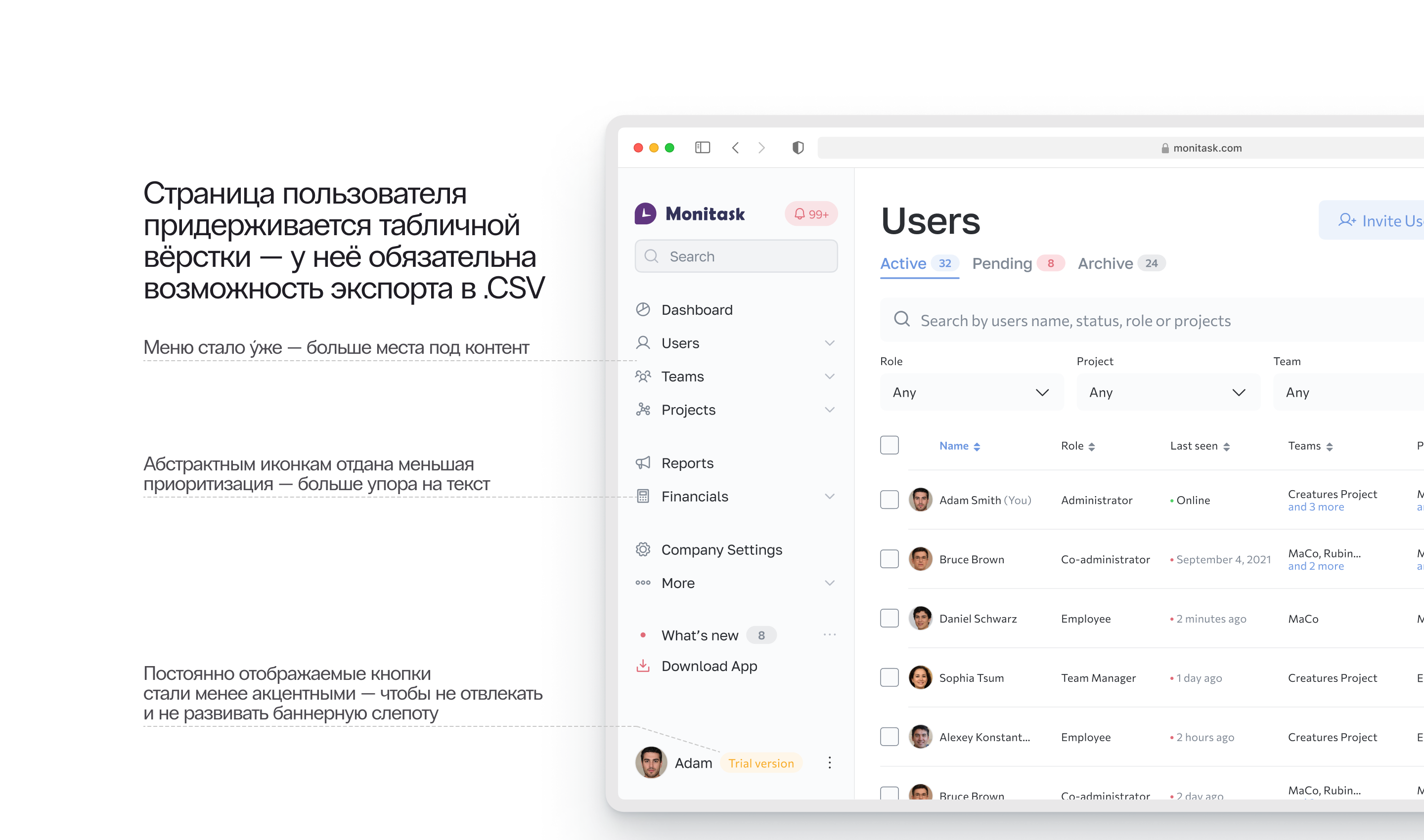 Monitask — тайм-трекинг сервис — Изображение №7 — Интерфейсы на Dprofile
