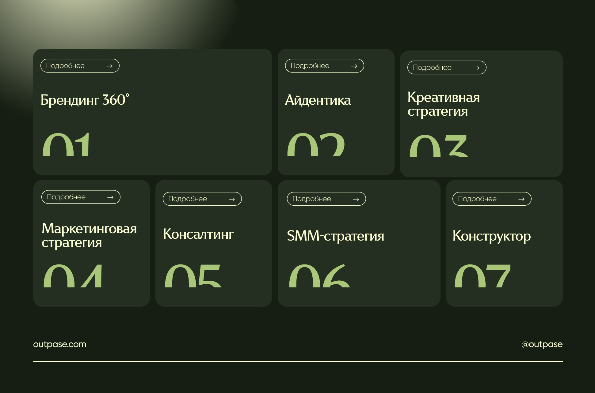 Лендинг для агентства | Outpase — Изображение №5 — Интерфейсы, Брендинг на Dprofile
