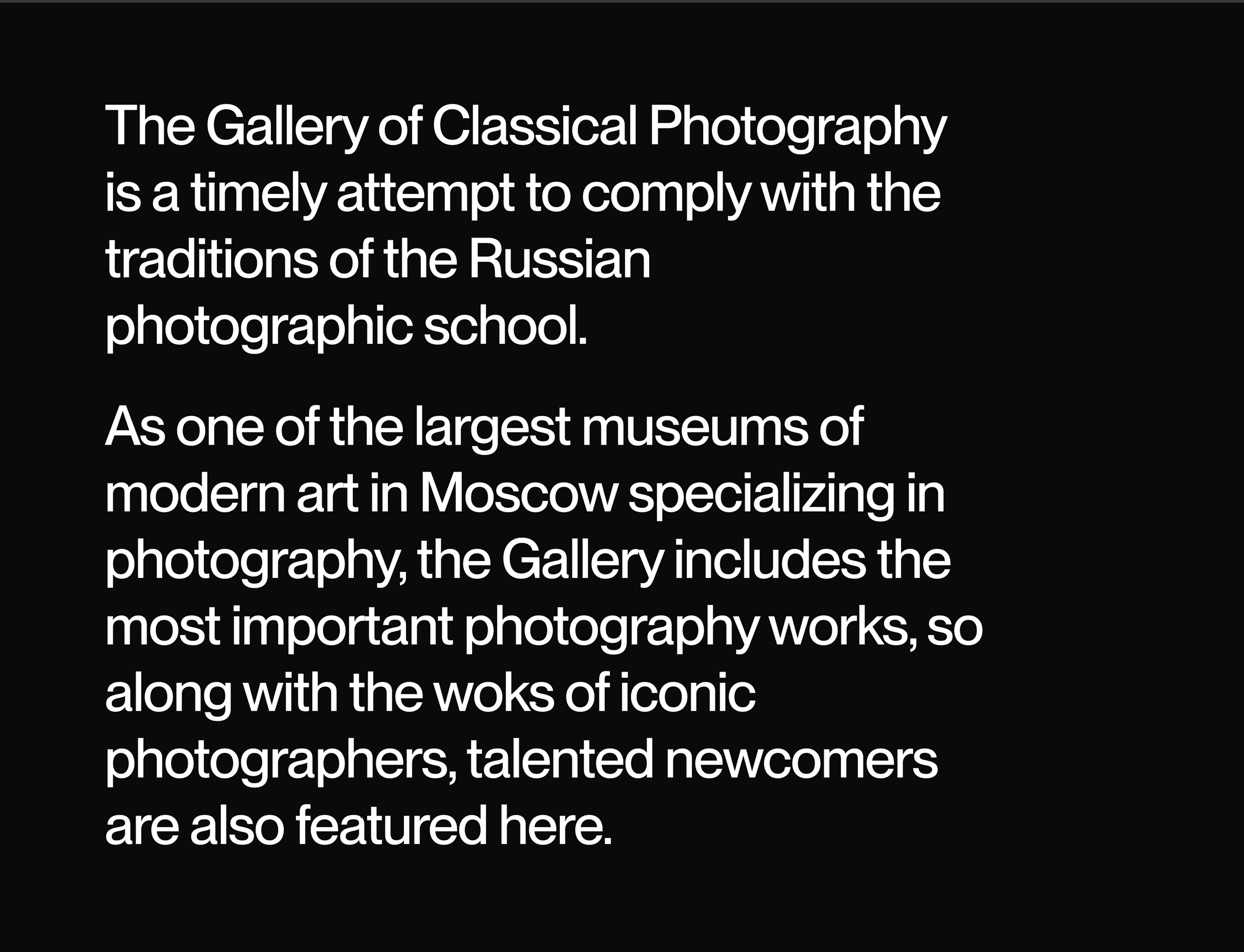 Галерея классической фотографии - концепт вебсайта — Изображение №3 — Интерфейсы на Dprofile