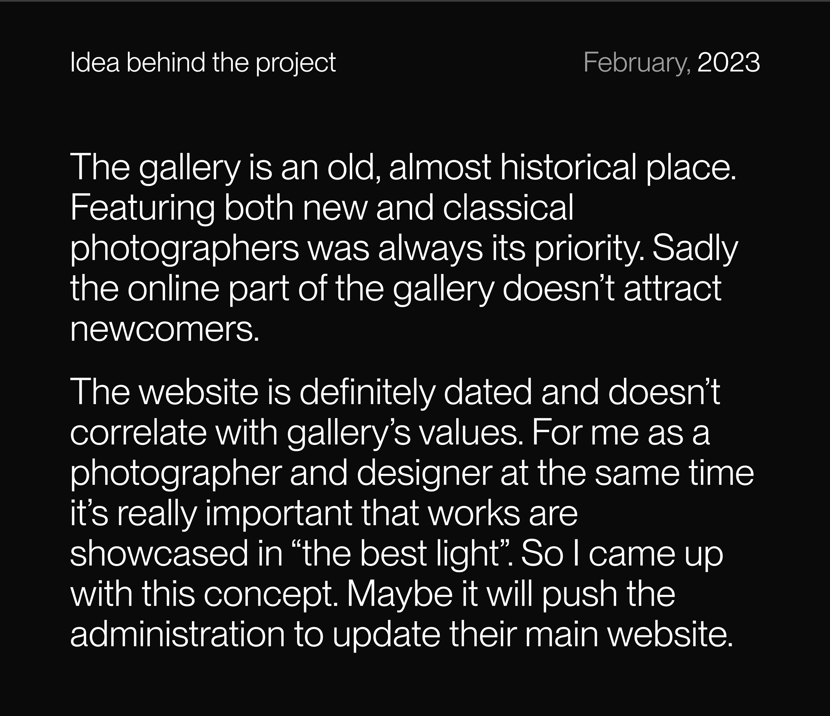 Галерея классической фотографии - концепт вебсайта — Изображение №7 — Интерфейсы на Dprofile