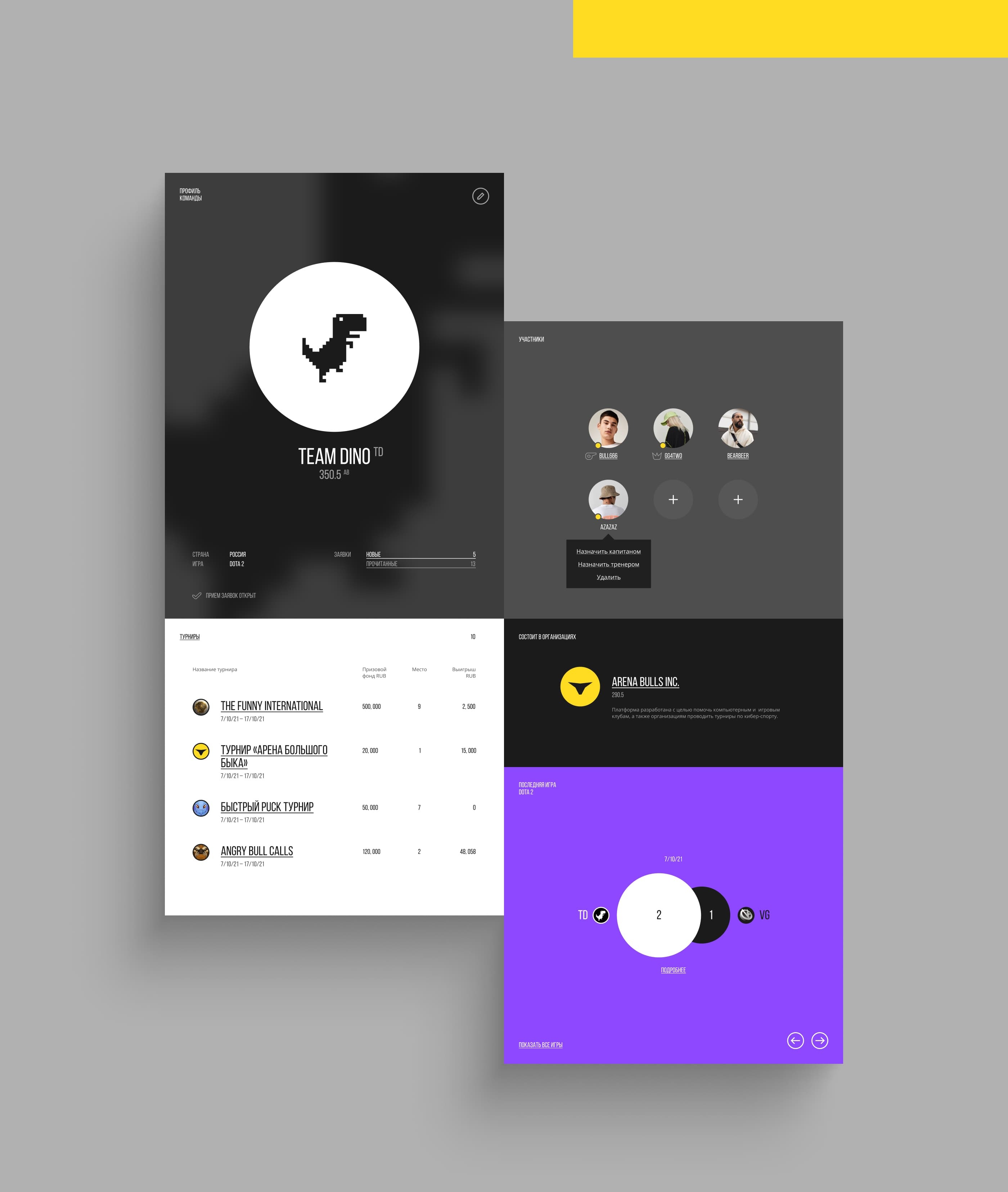 ARENA BULLS. Платформа — Изображение №17 — Интерфейсы на Dprofile