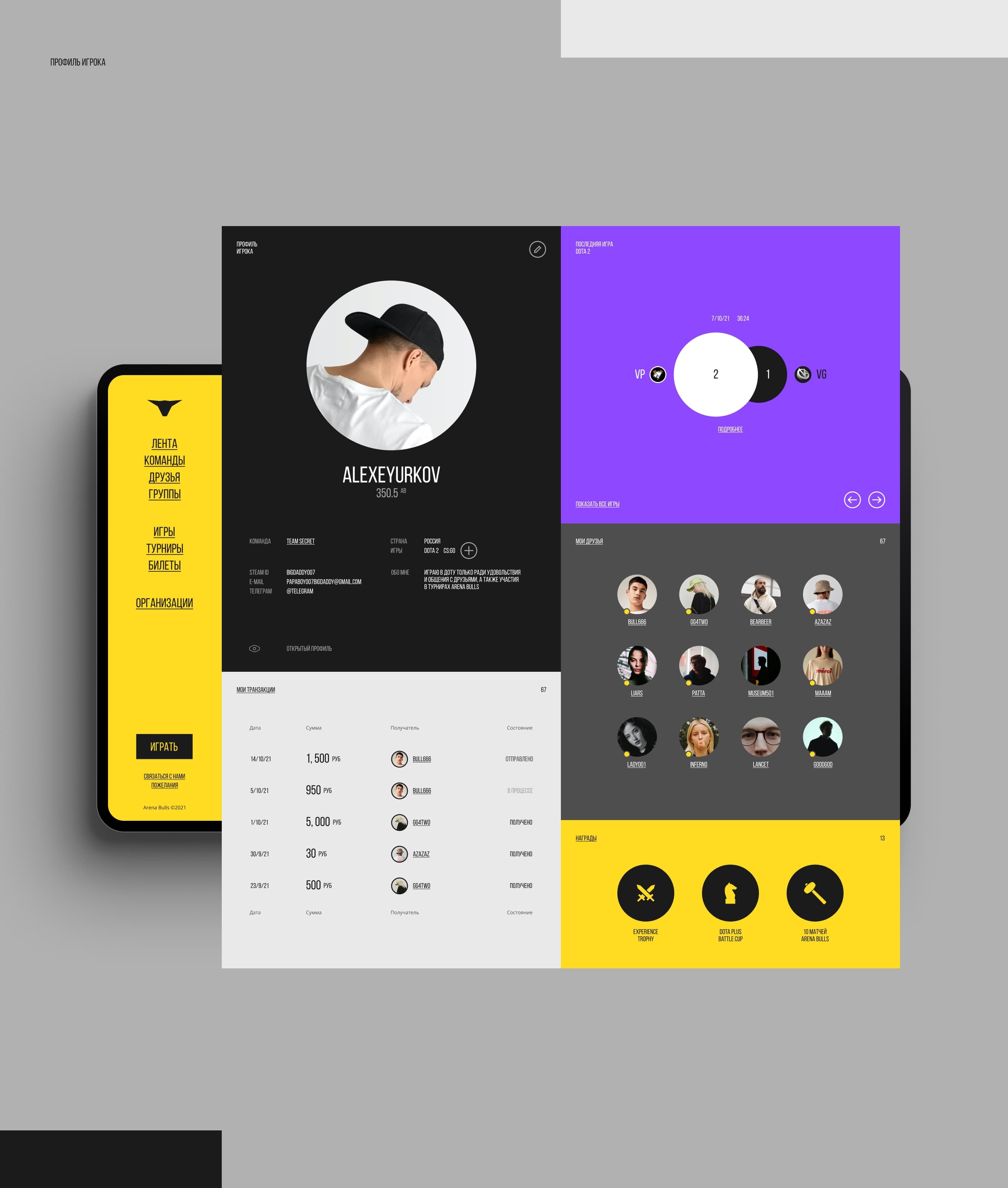 ARENA BULLS. Платформа — Изображение №11 — Интерфейсы на Dprofile