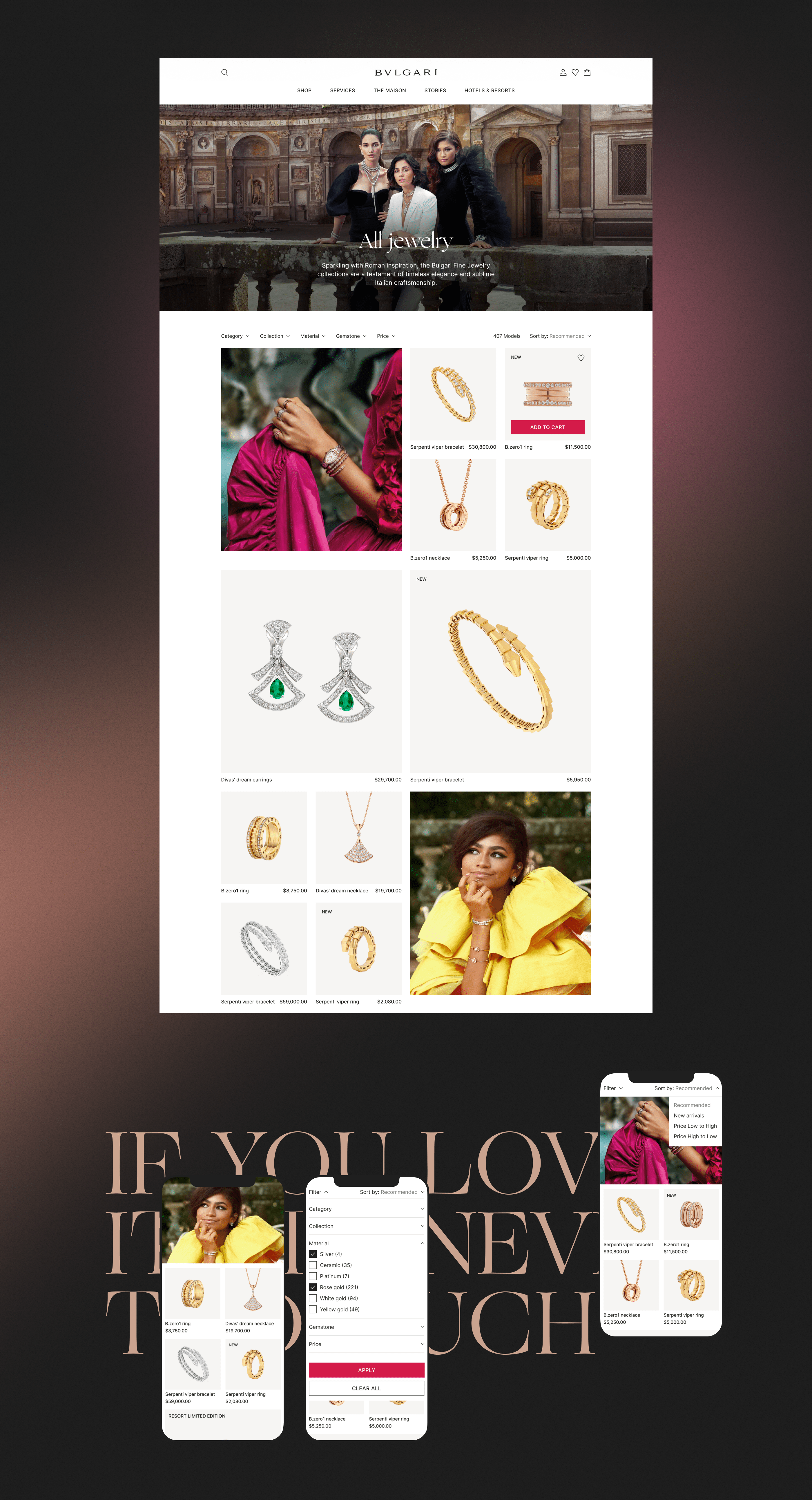 BVLGARI | E-commerce redesign — Изображение №4 — Интерфейсы, Брендинг на Dprofile