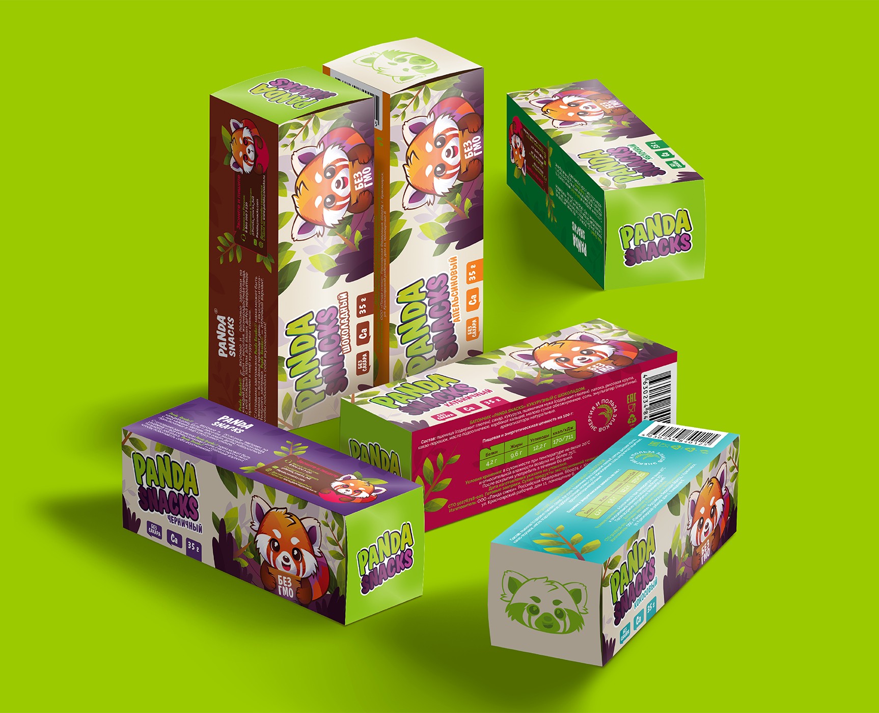 Концепция упаковки злаковый батончиков "Panda Snacks" — Брендинг на Dprofile