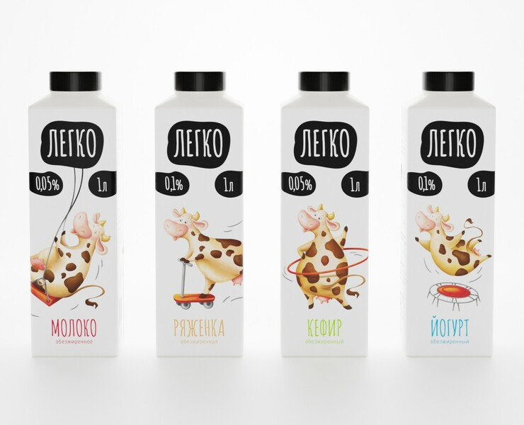 «Легко» линейка обезжиренной молочной продукции — Брендинг на Dprofile