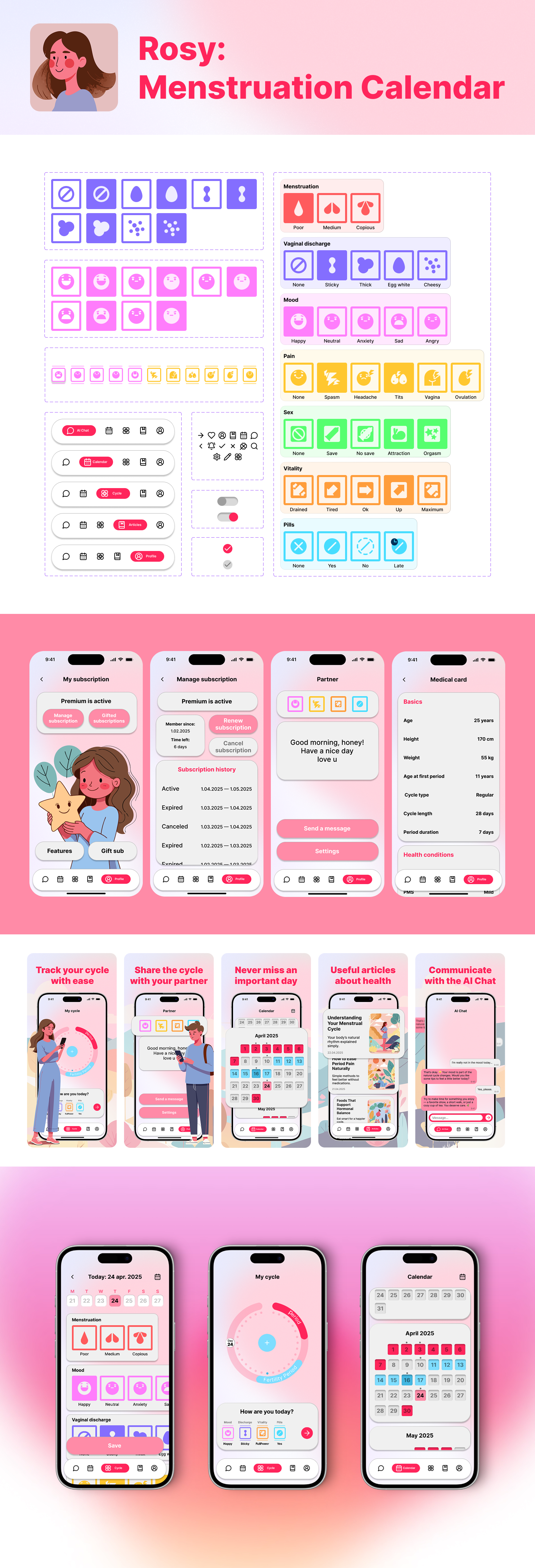 Rosy: Menstruation Calendar — Изображение №1 — Интерфейсы на Dprofile