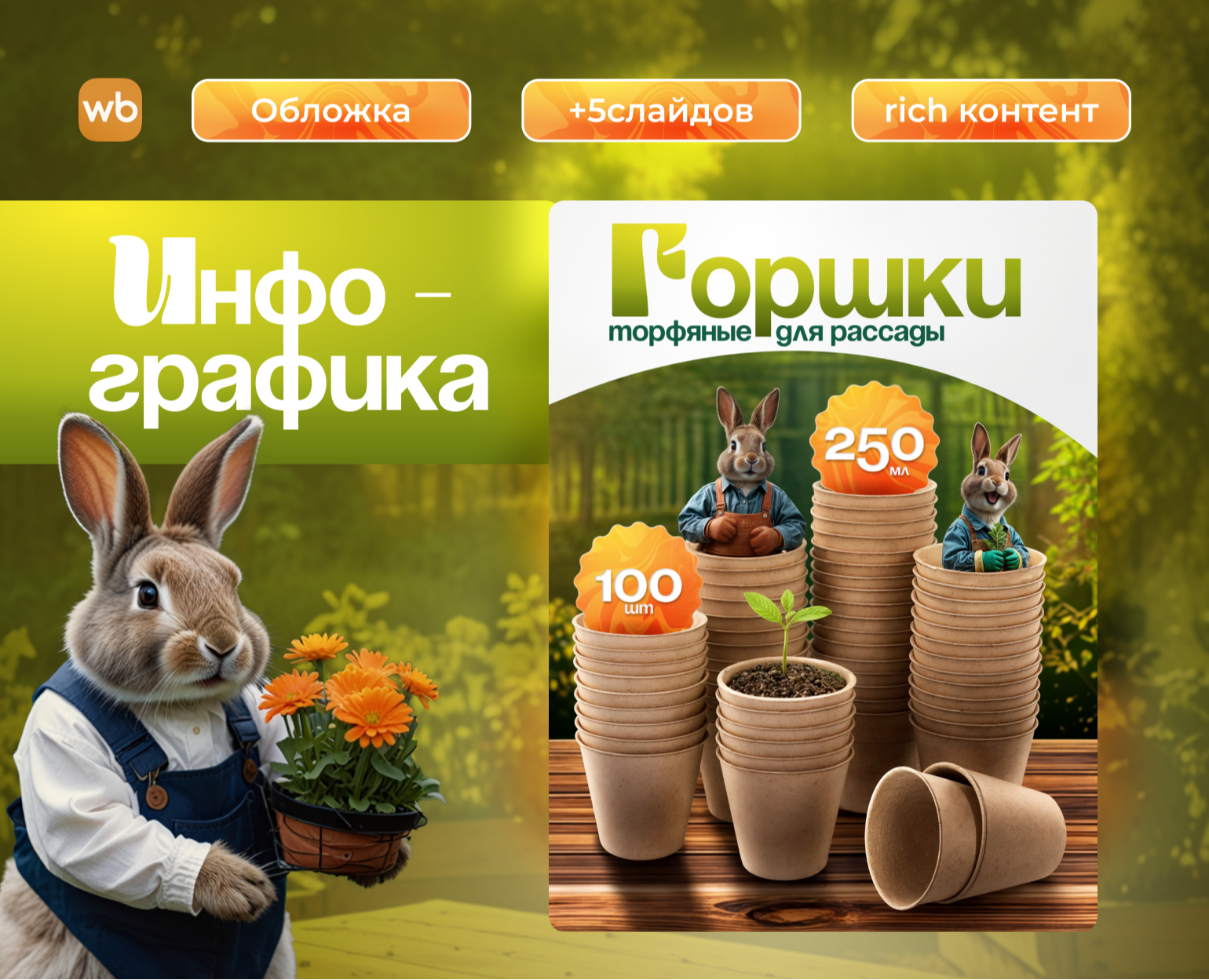 Инфографика, торфяные горшки для рассады, wildberries — Графика, Маркетинг на Dprofile