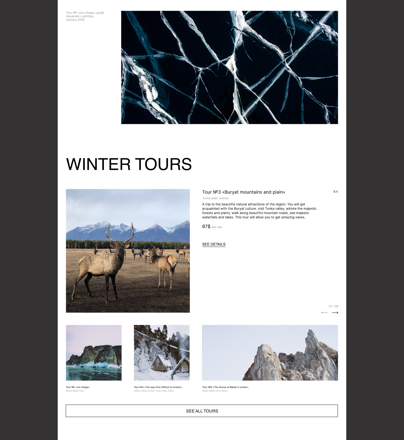 Website for a travel agency. Baikal tours — Изображение №3 — Интерфейсы на Dprofile