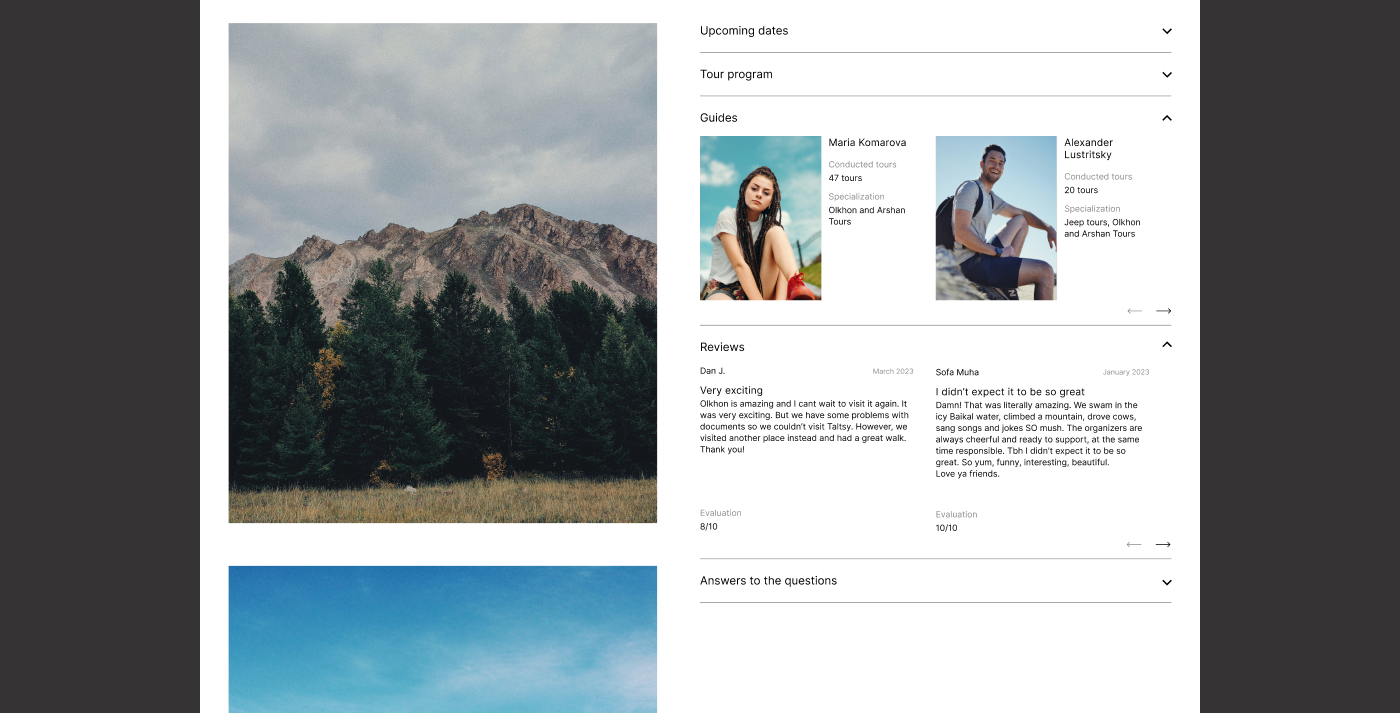 Website for a travel agency. Baikal tours — Изображение №13 — Интерфейсы на Dprofile