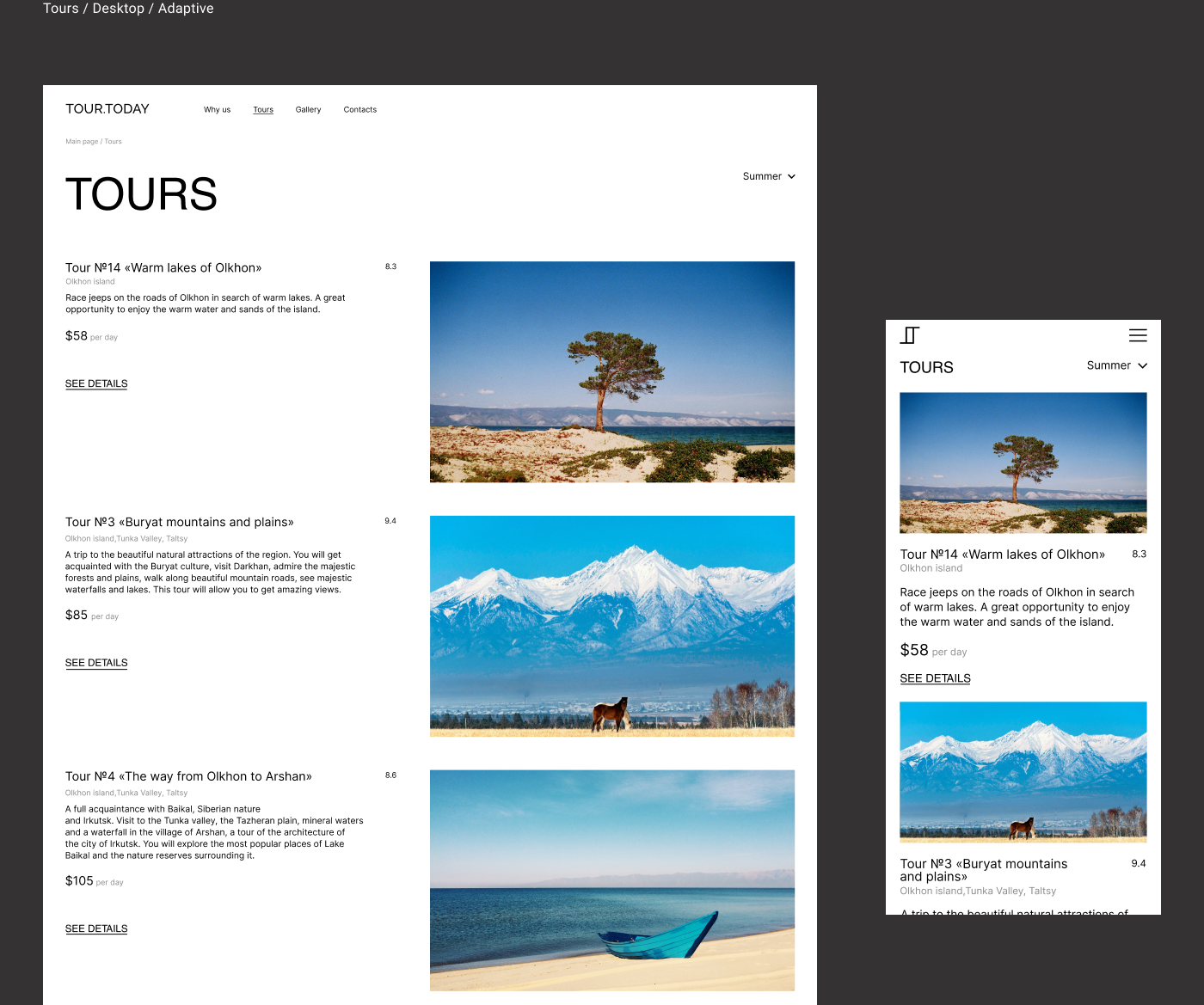 Website for a travel agency. Baikal tours — Изображение №10 — Интерфейсы на Dprofile