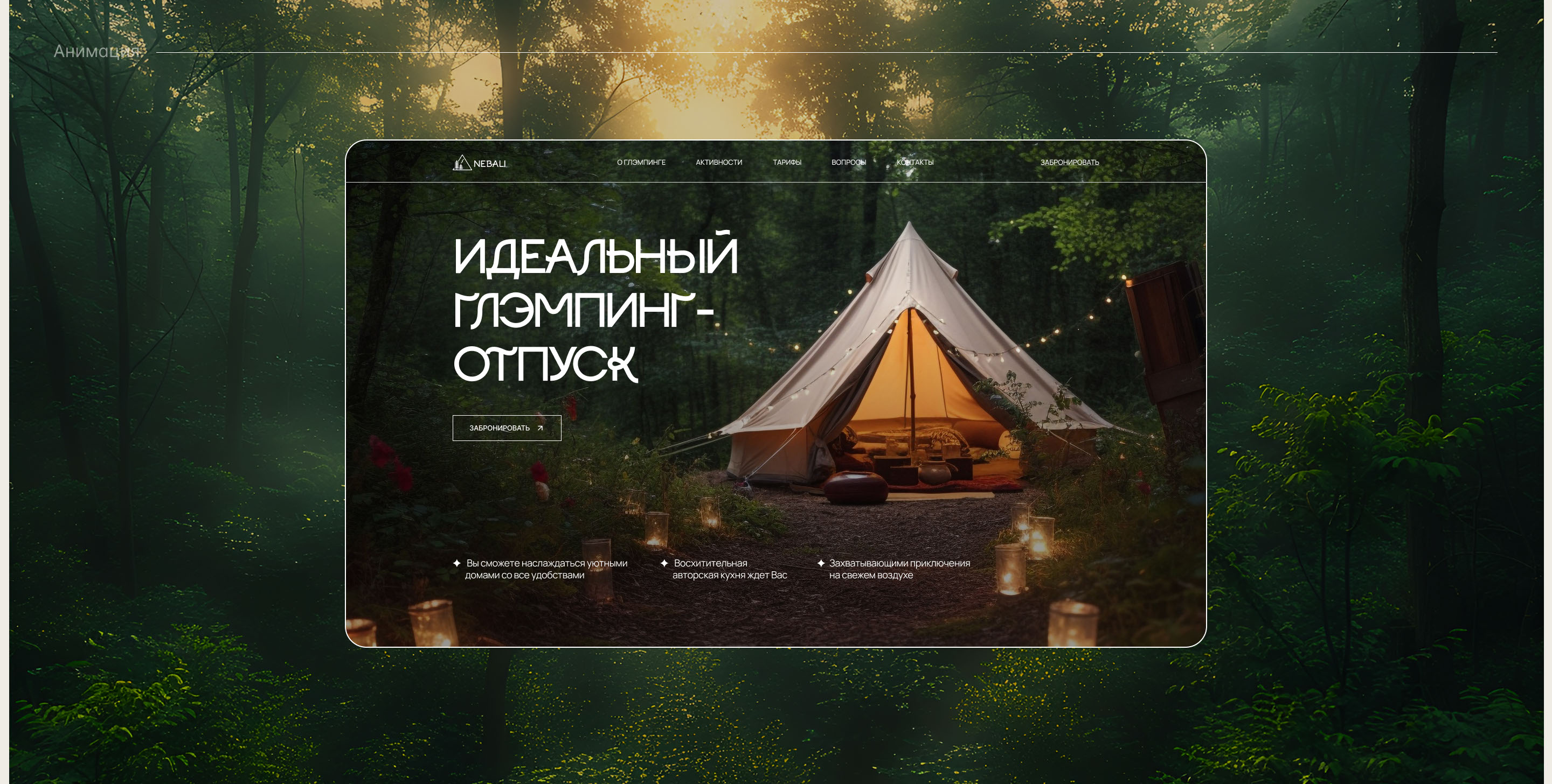 Landing page glamping — Изображение №3 — Интерфейсы, Брендинг на Dprofile
